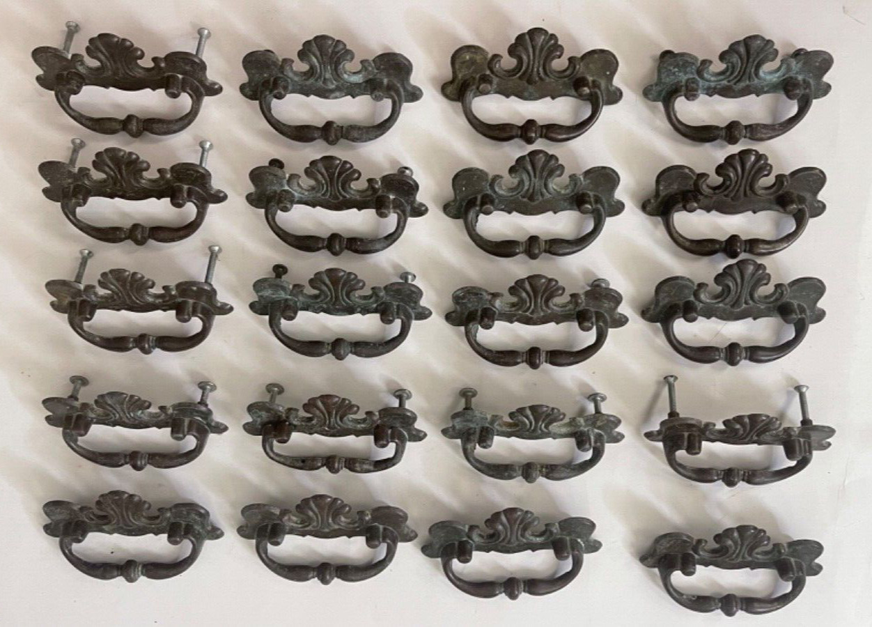 20 VTG Chippendale Phyfe Regency French BRASS Drawer Pull 3″ Ctr Handles P16006