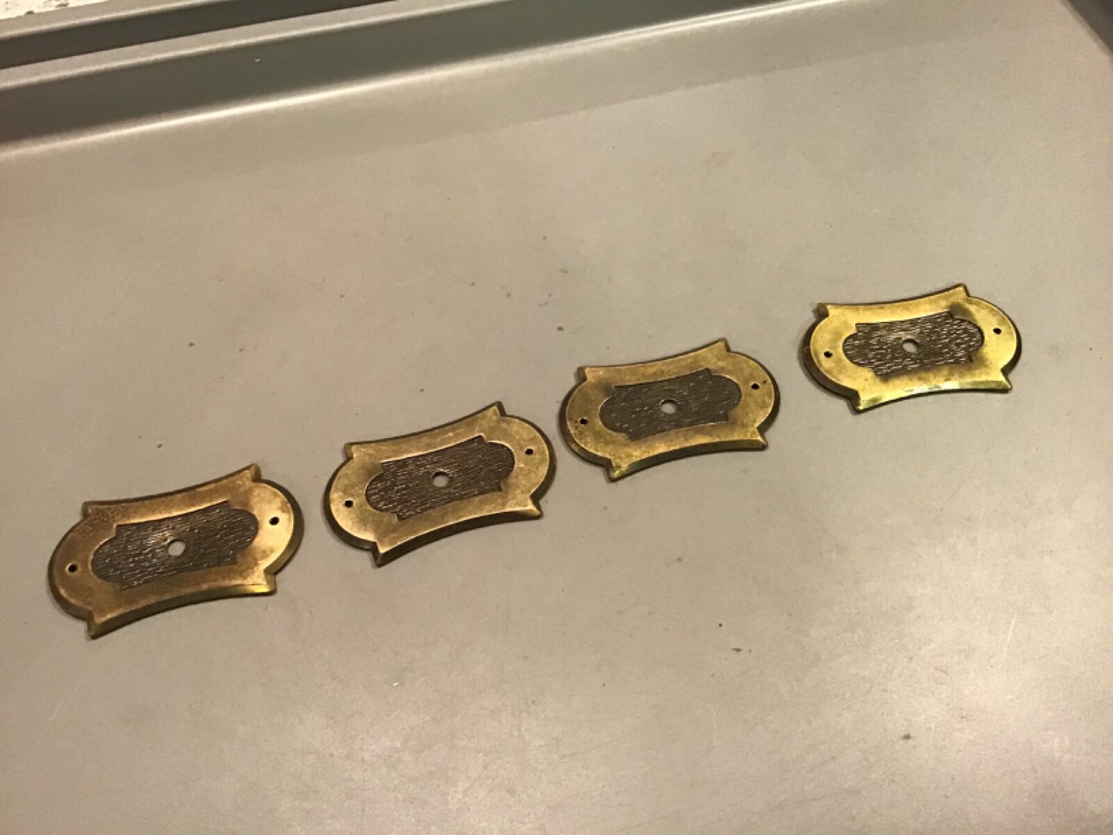 Lot of 4 NL Co. Brass Drawer Cabinet Pull Back Plates 2.5” with Center Holes