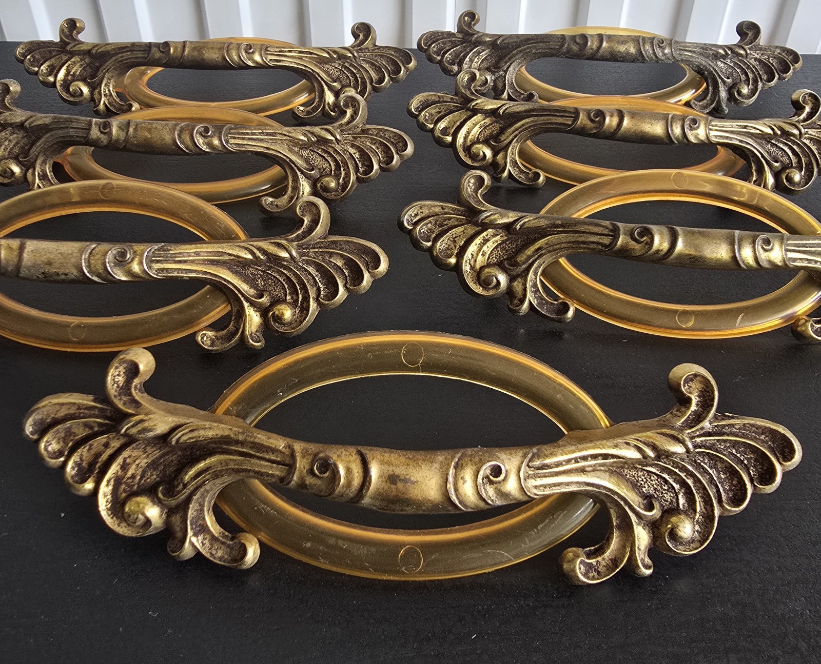 Set of 7 Vintage Art Deco Waterfall Drawer Pulls