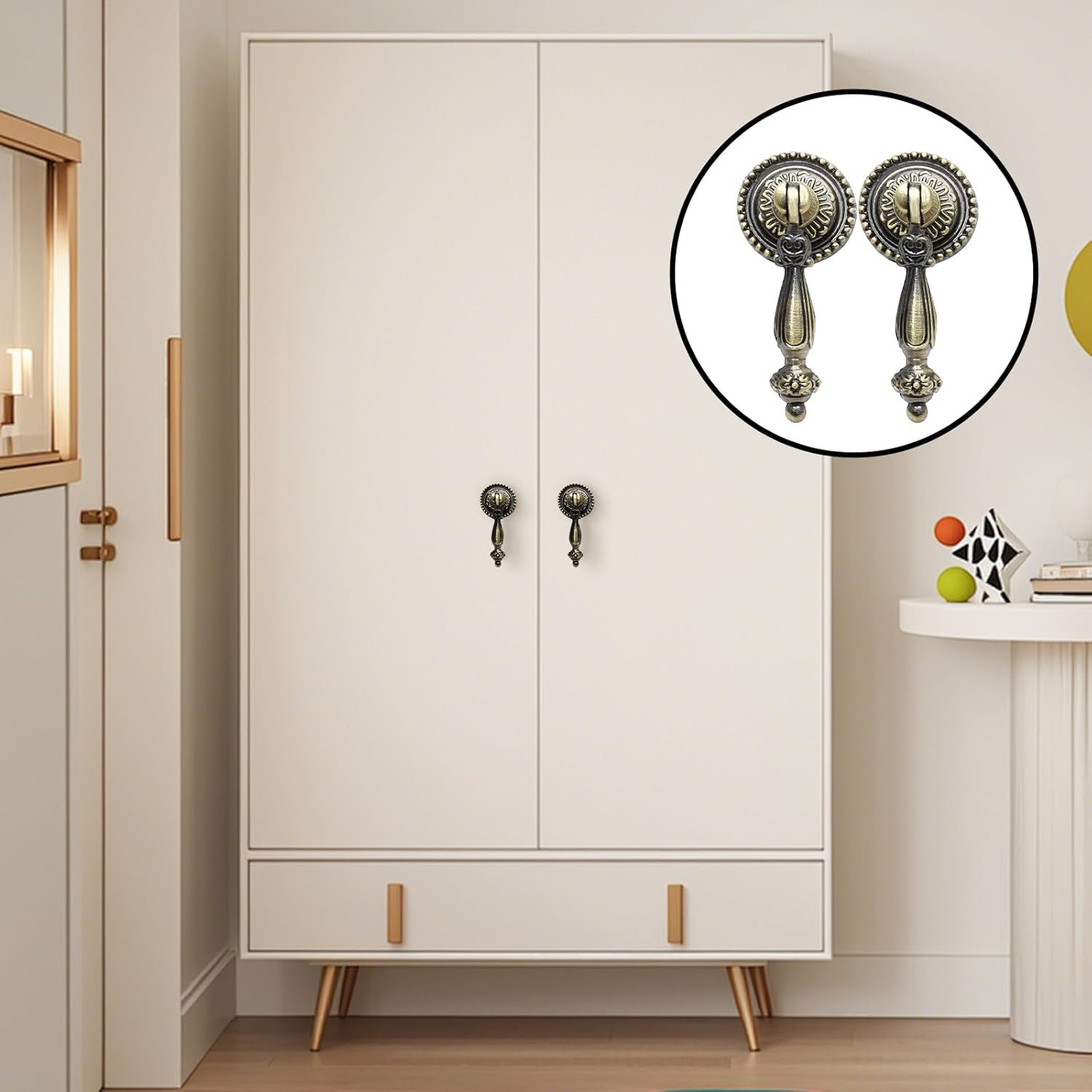 Chris.W 4 Pack Antique Bronze Cabinet Pull Handles – Vintage Tear Drop Drawer Kn