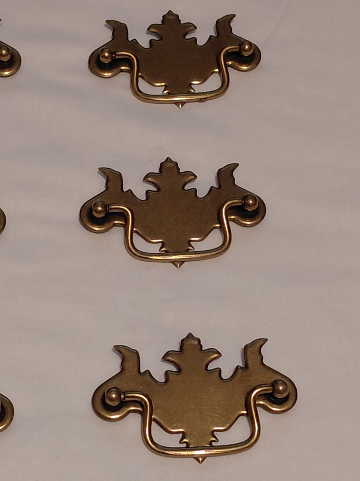 Vintage 3 3/4″ Brass Finish Chippendale Batwing Style Drawer Pulls Handles (6)