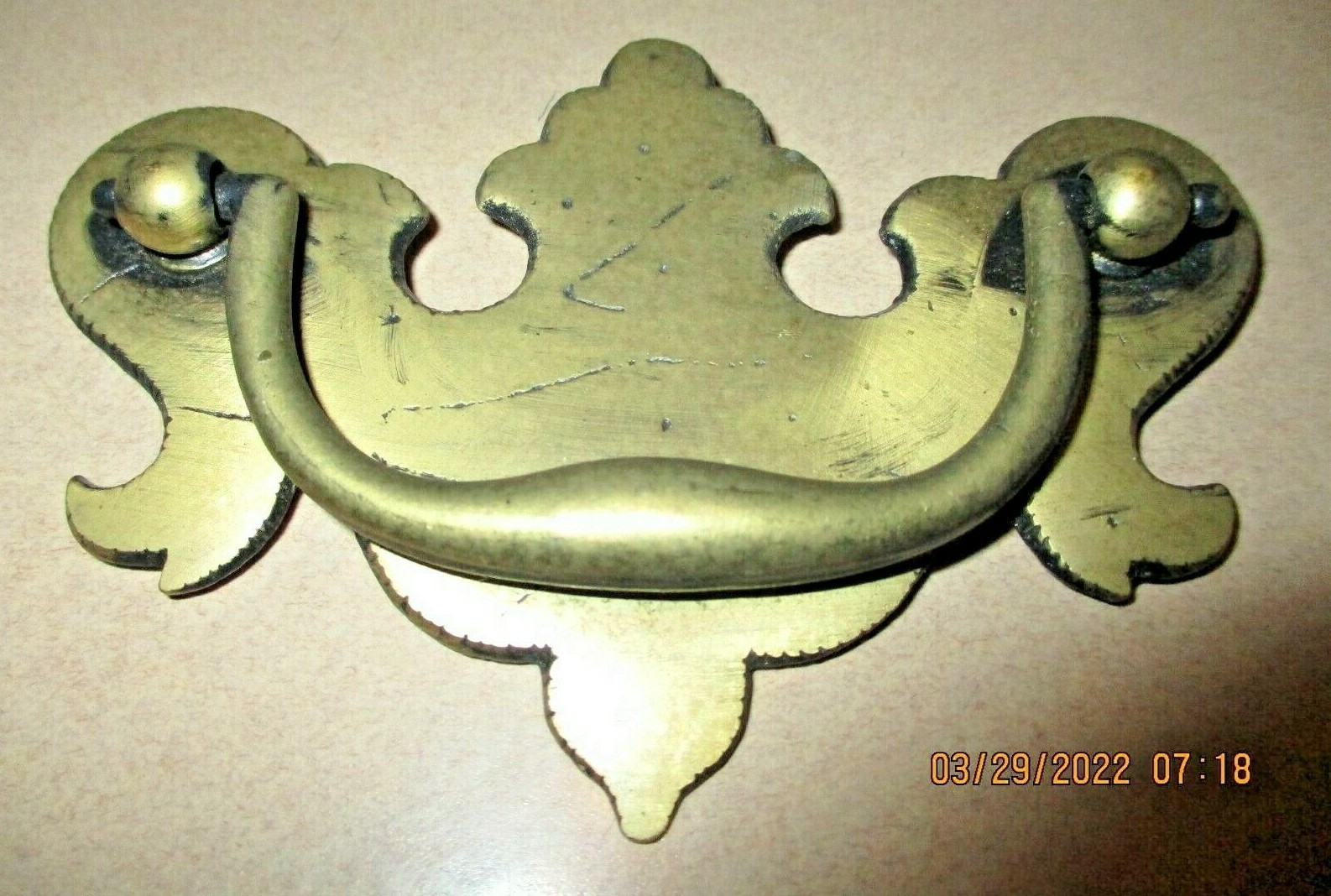 4 – VERY NICE, VINTAGE N.O.S. HEAVY SOLID BRASS DRAWER PULLS – DOOR HANDLES