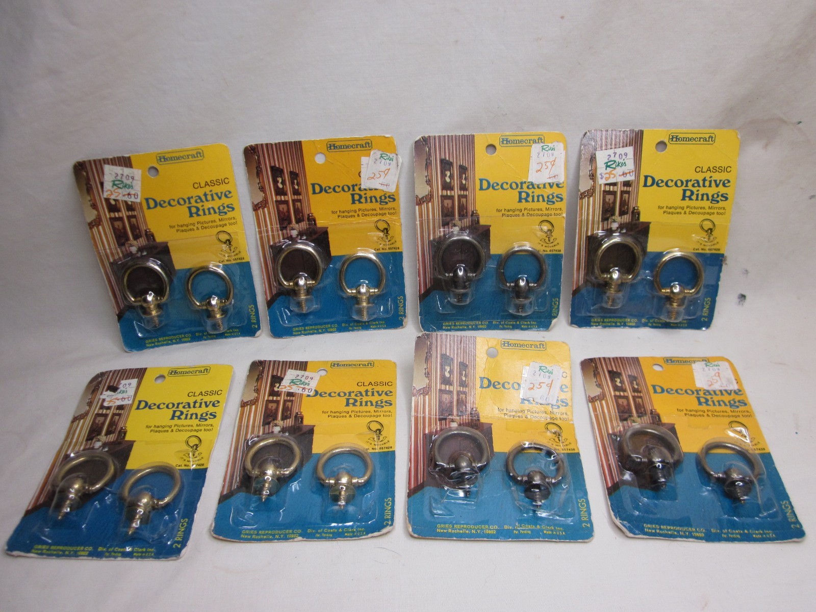 vintage Homecraft Classic Decorative Rings hanging 8 Packs NOS 16 ring lot