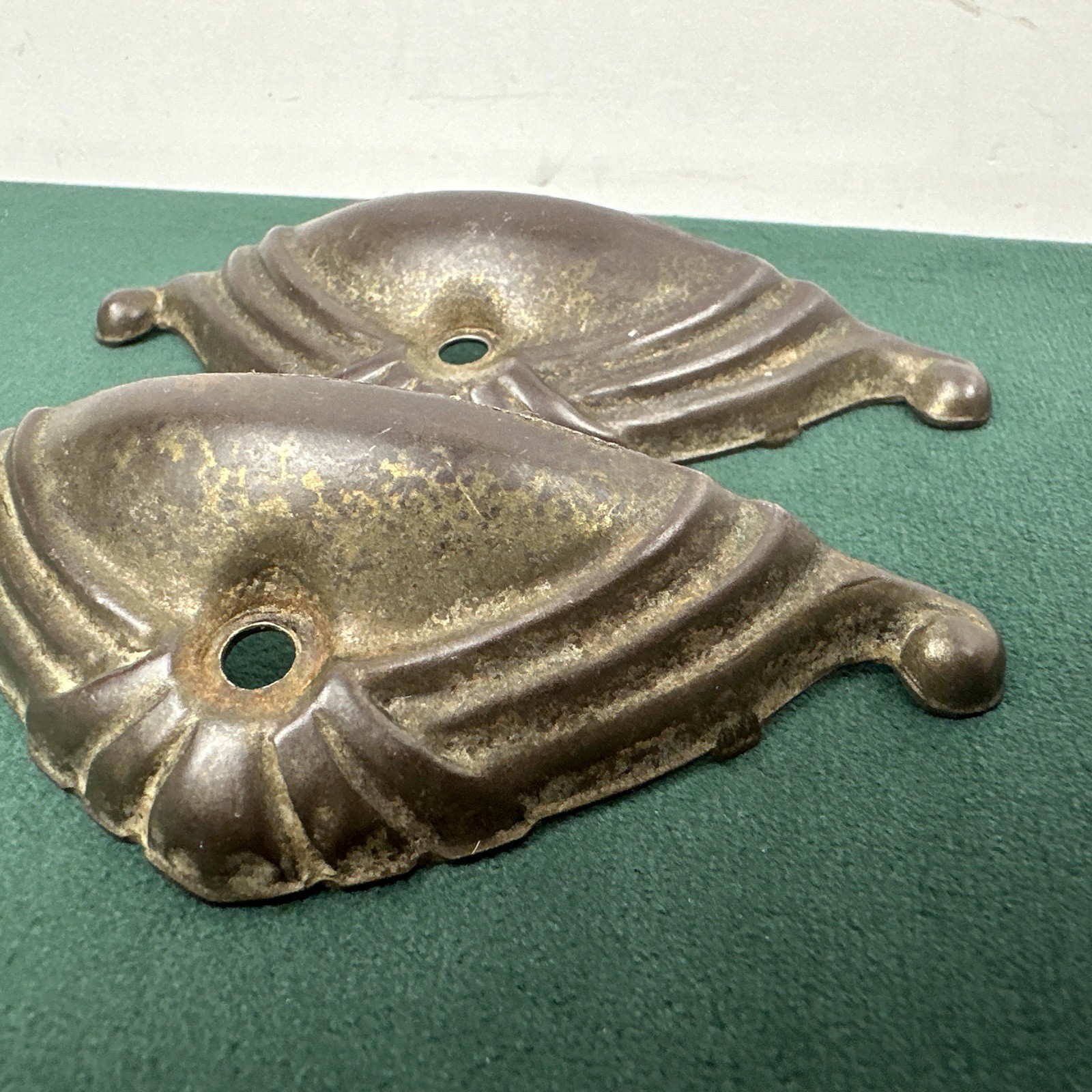 Antique Art Deco Cup Pull Backplates 4.75” Wide Drawer Hardware Lot 2