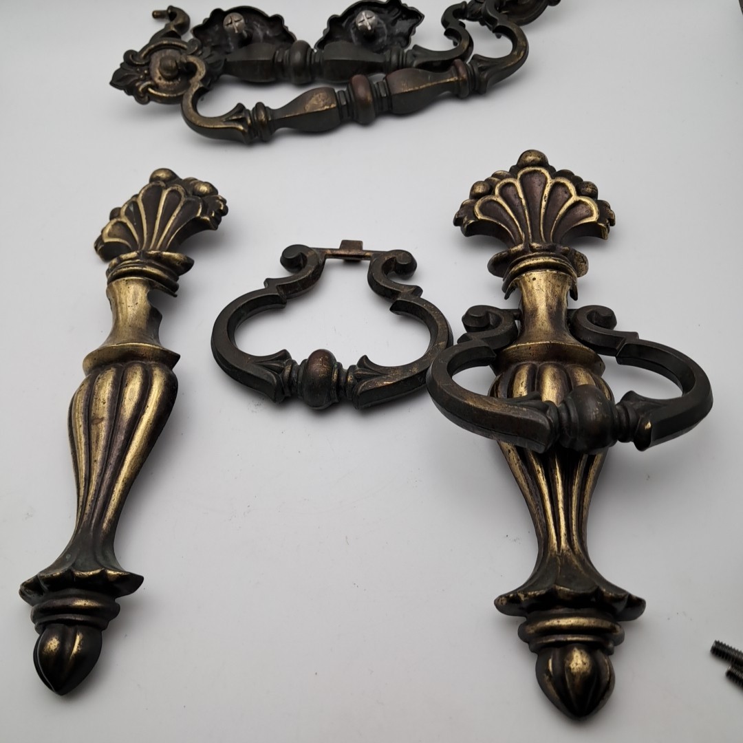 Vintage KBC Brass Cabinet Hardware Lot Ornate Drawer Pulls Knobs Handles 6pc Set