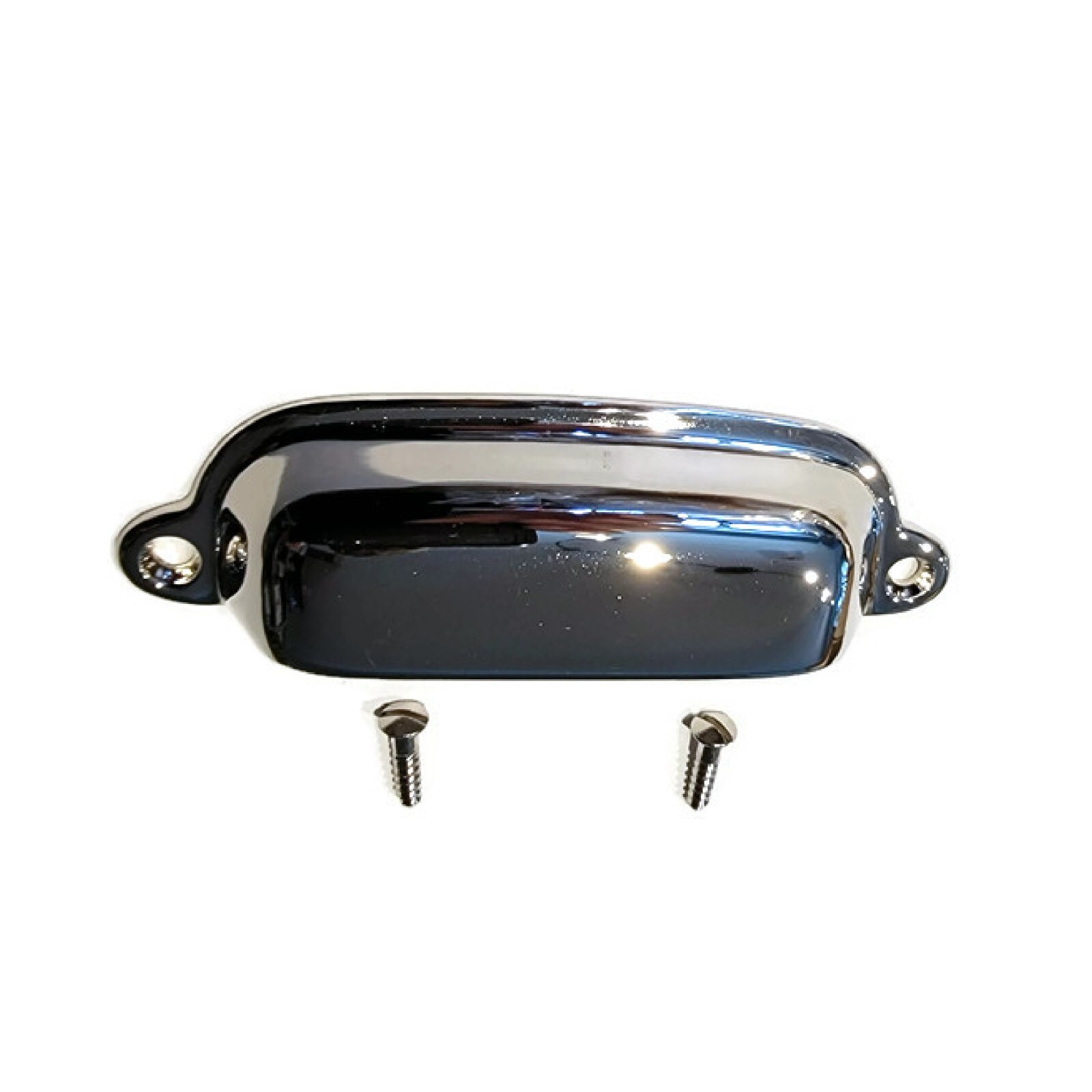 Drawer Bin Pull – Cast Polished Nickel plated Brass Bin Type Pull – Kitchen Bin