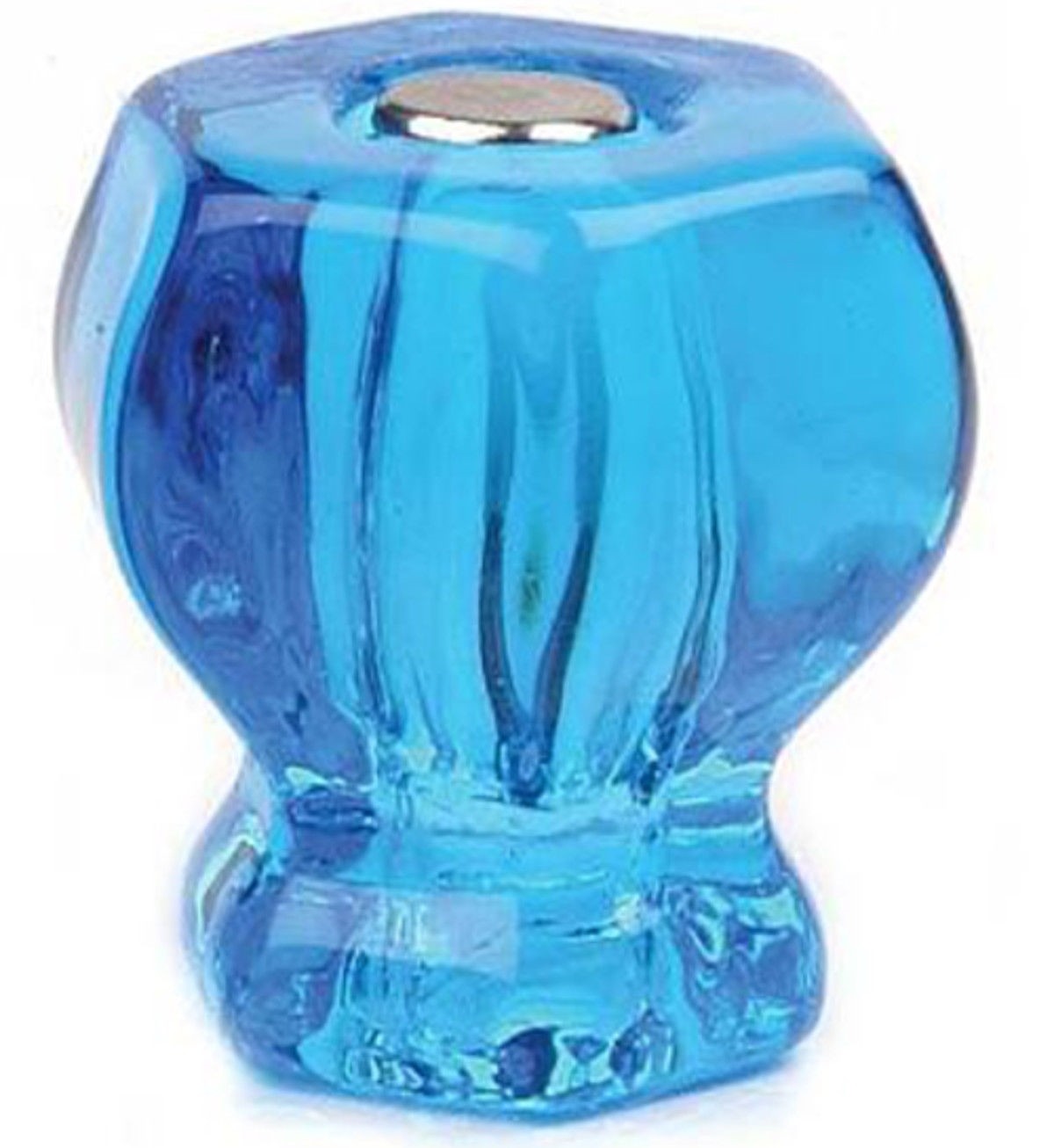 Vintage Style Depression Glass Cabinet Knobs Pull Victorian Peacock Blue Set 6