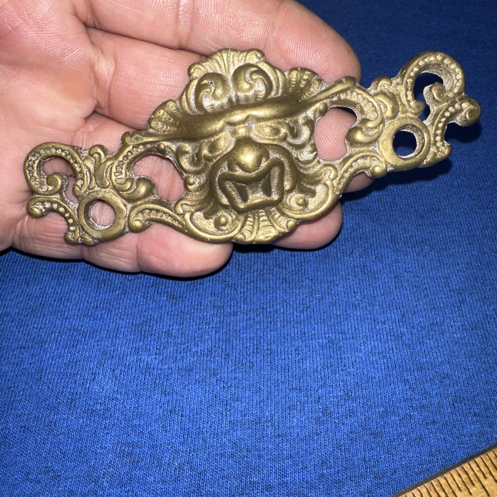 Vintage Brass Drawer Pull, cabinet Handle. Gargoyle Face Rare!! Antique