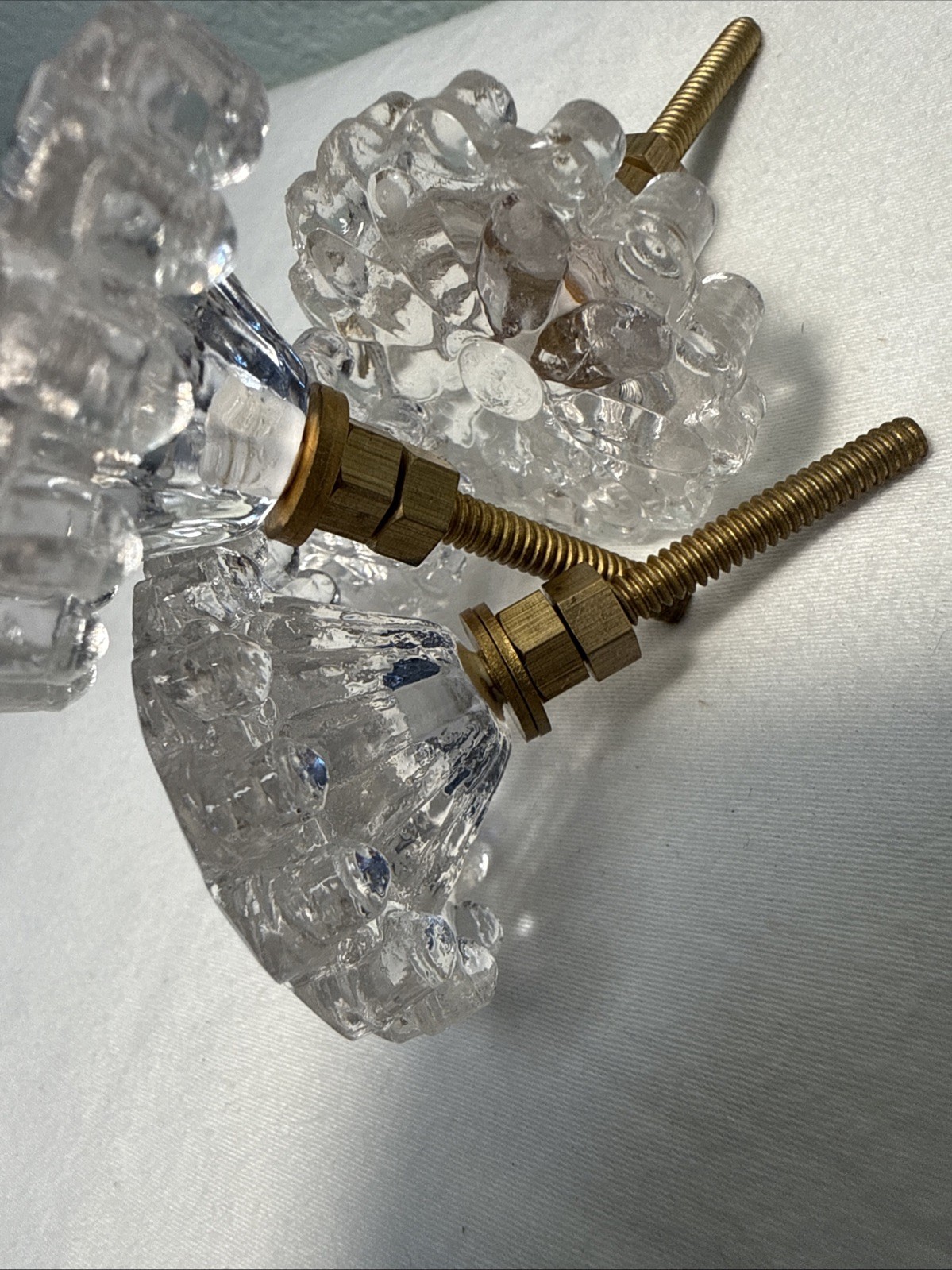 DRAWER CABINET KNOB PULL Flower Floral Clear Glass Fancy Chic Cottage LOT 4