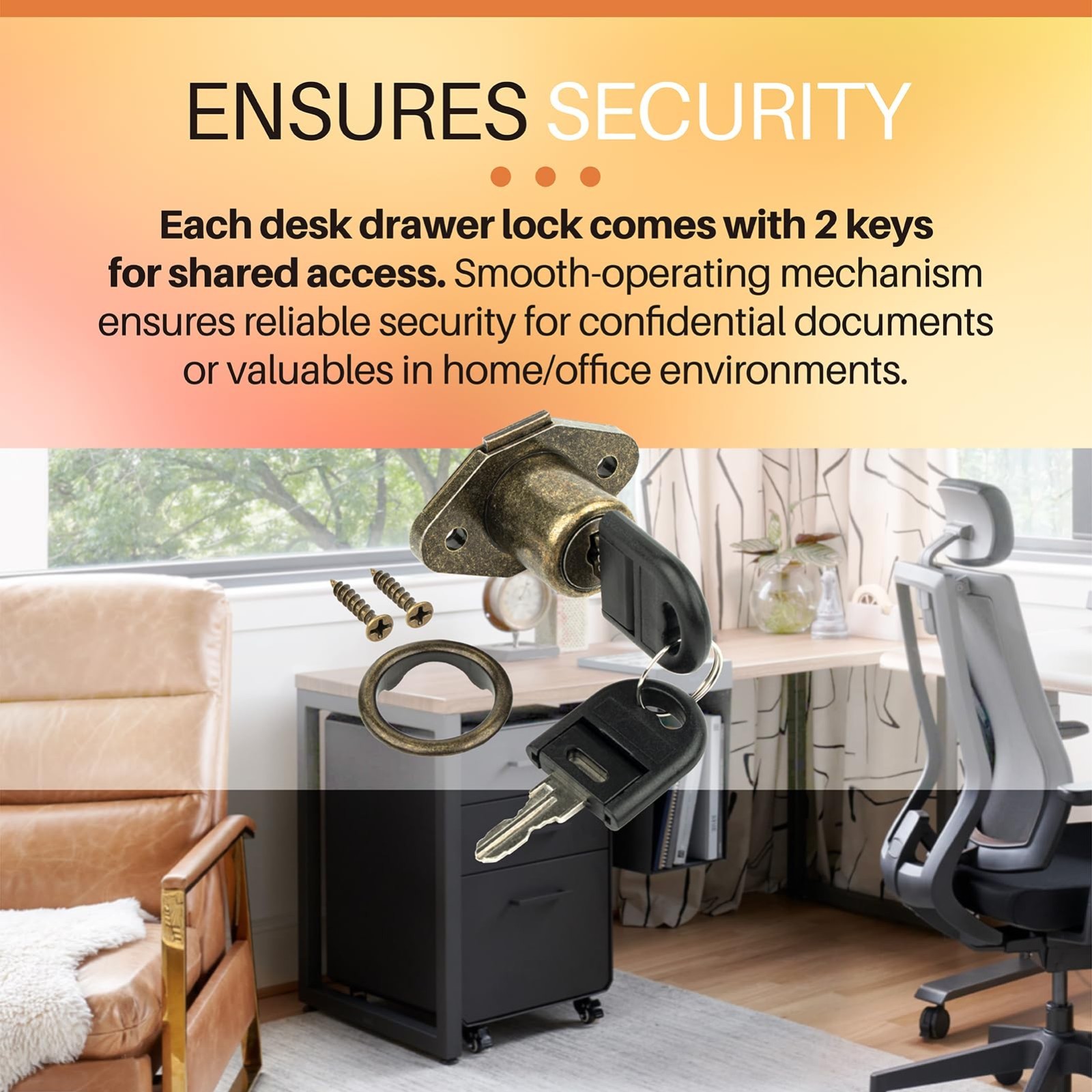 2 Pack Antique Bronze Drawer Locks with Keys – Secure Cabinet & Desk Lock Set