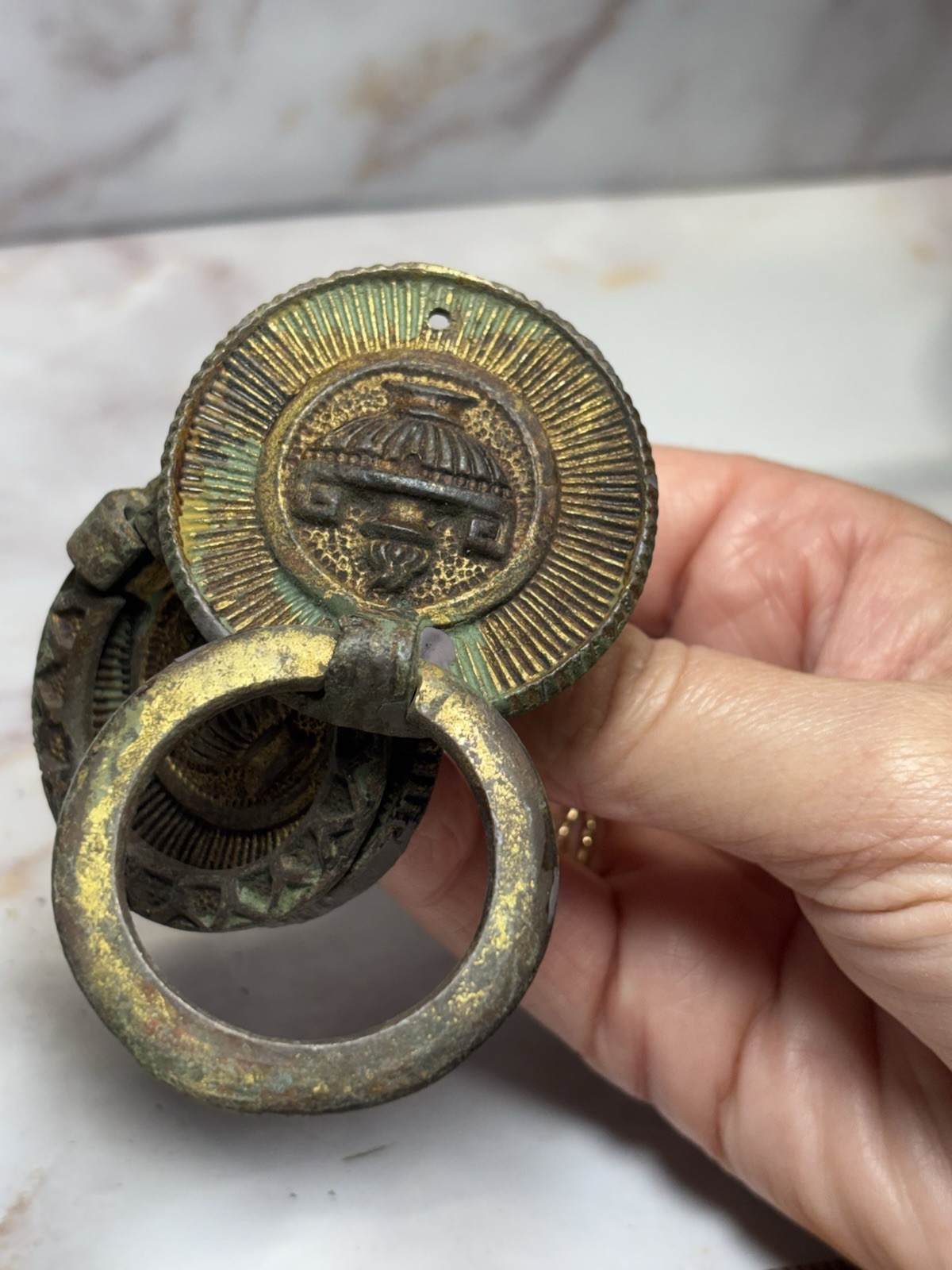 Antique Drawer Pulls Hardware Ornate Round Deco Ring Pulls Set Of 4