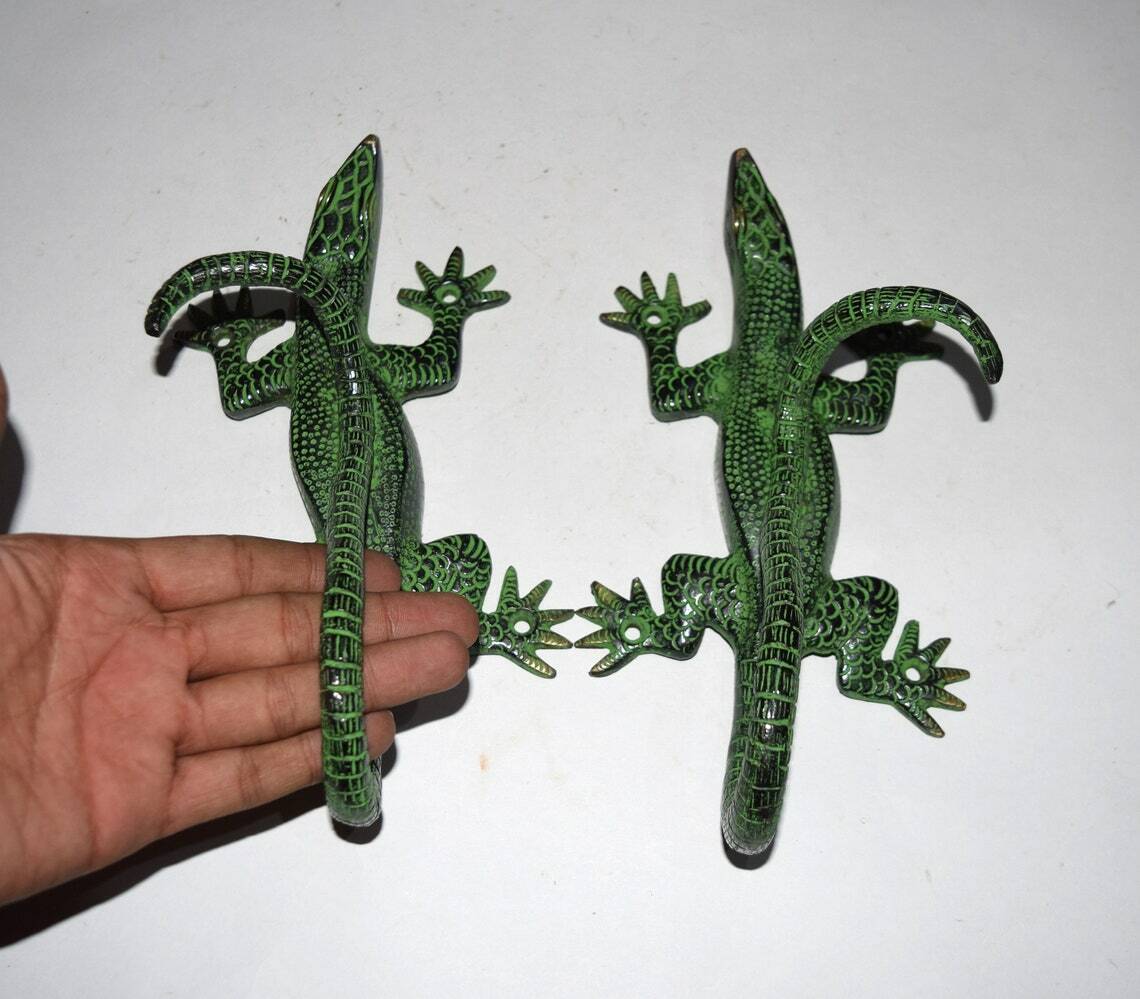 9” Inches Lizard Brass Door Handle Komodo Dragon Gate Pull Entry Club Dec HK115