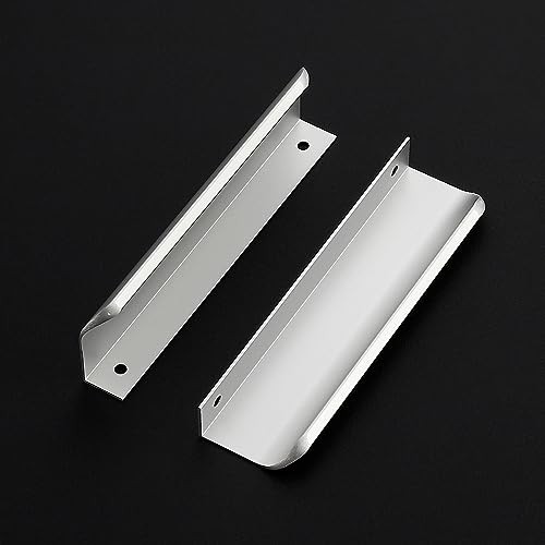 Ravinte 10 Pack Finger Pulls for Cabinets – 128mm/5 Hole Center, Silver Edge