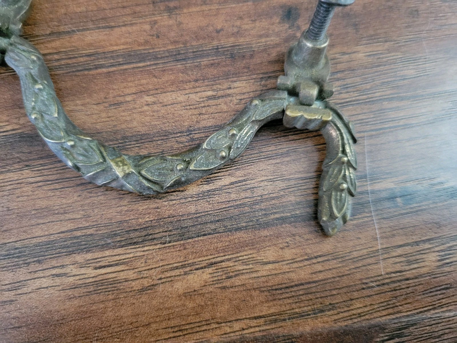 Brass Furniture Drawer Pull Handle with screws 4” Long Vintage