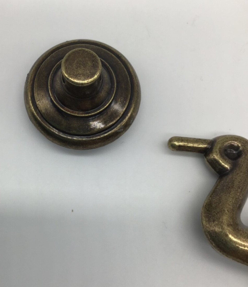 Antique Brass Hardware With Beige Ceramic Crazing Drop Bail Drawer Pull New