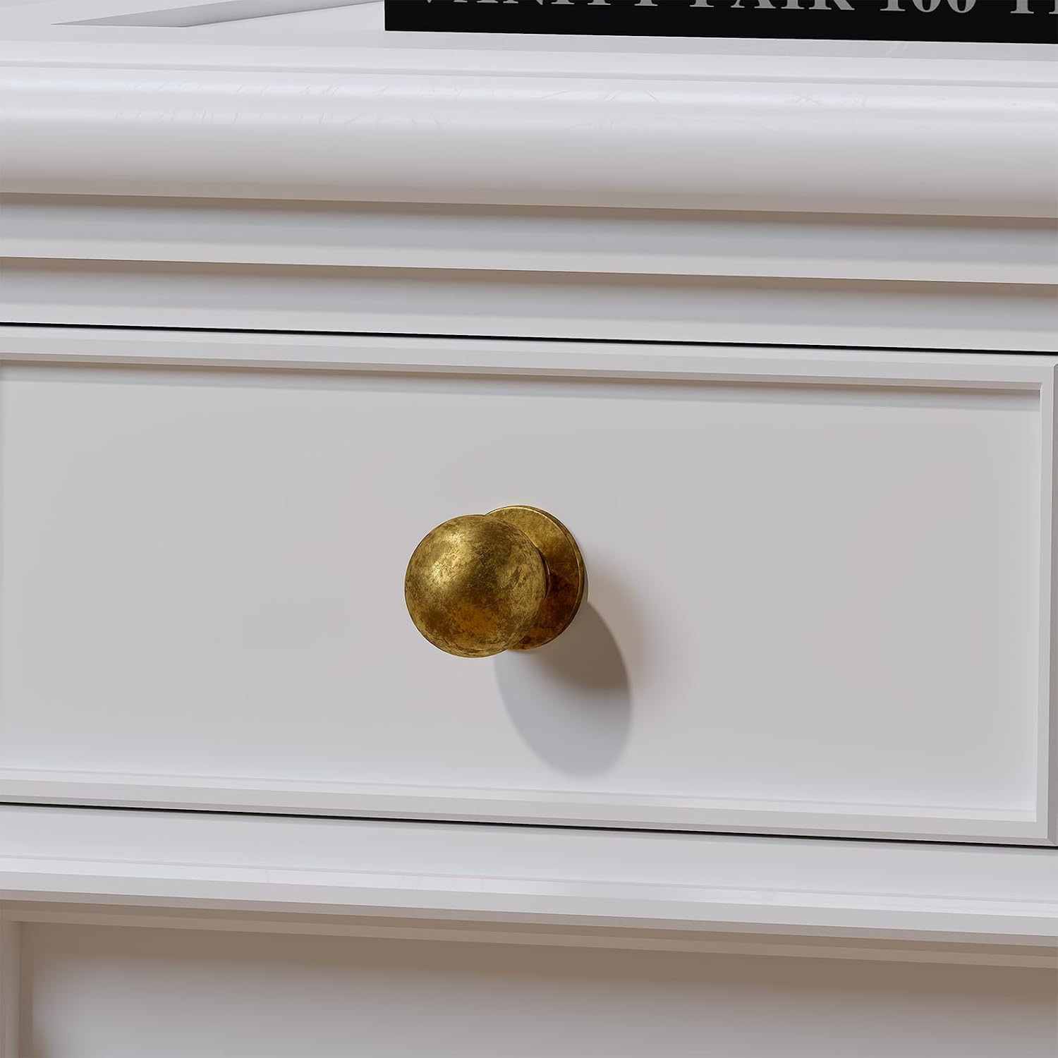 Vintage Brass Cabinet Knobs, round Drawer Knobs, 1 Inch Diamater, 30 Pack Ball D