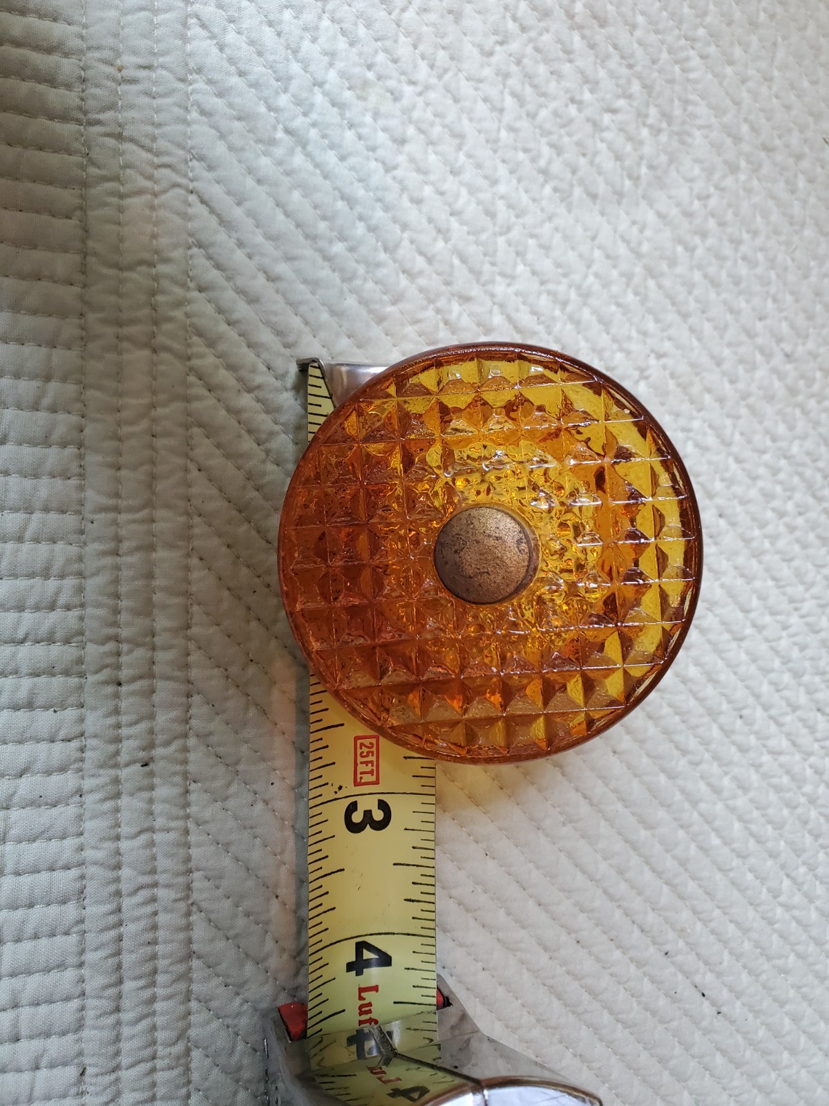 Vintage Amber/Orange Deco Round Furniture or Drawer pulls ( Glass )