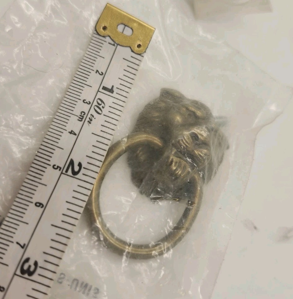 2 Amerock USA T-Knocker Style Small Lion Head Brass Drop Ring Pull Handle knobs