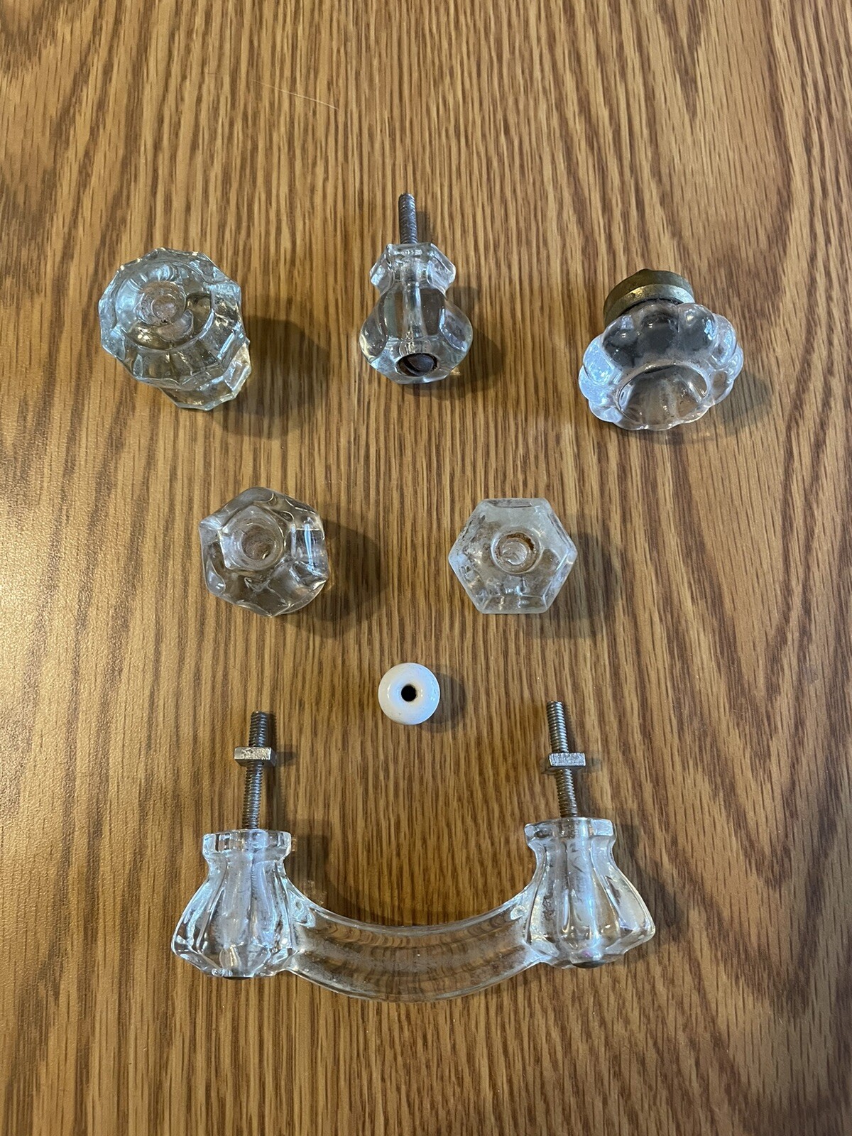 Assorted Vintage Glass Knobs And Glass Pull Big Lot