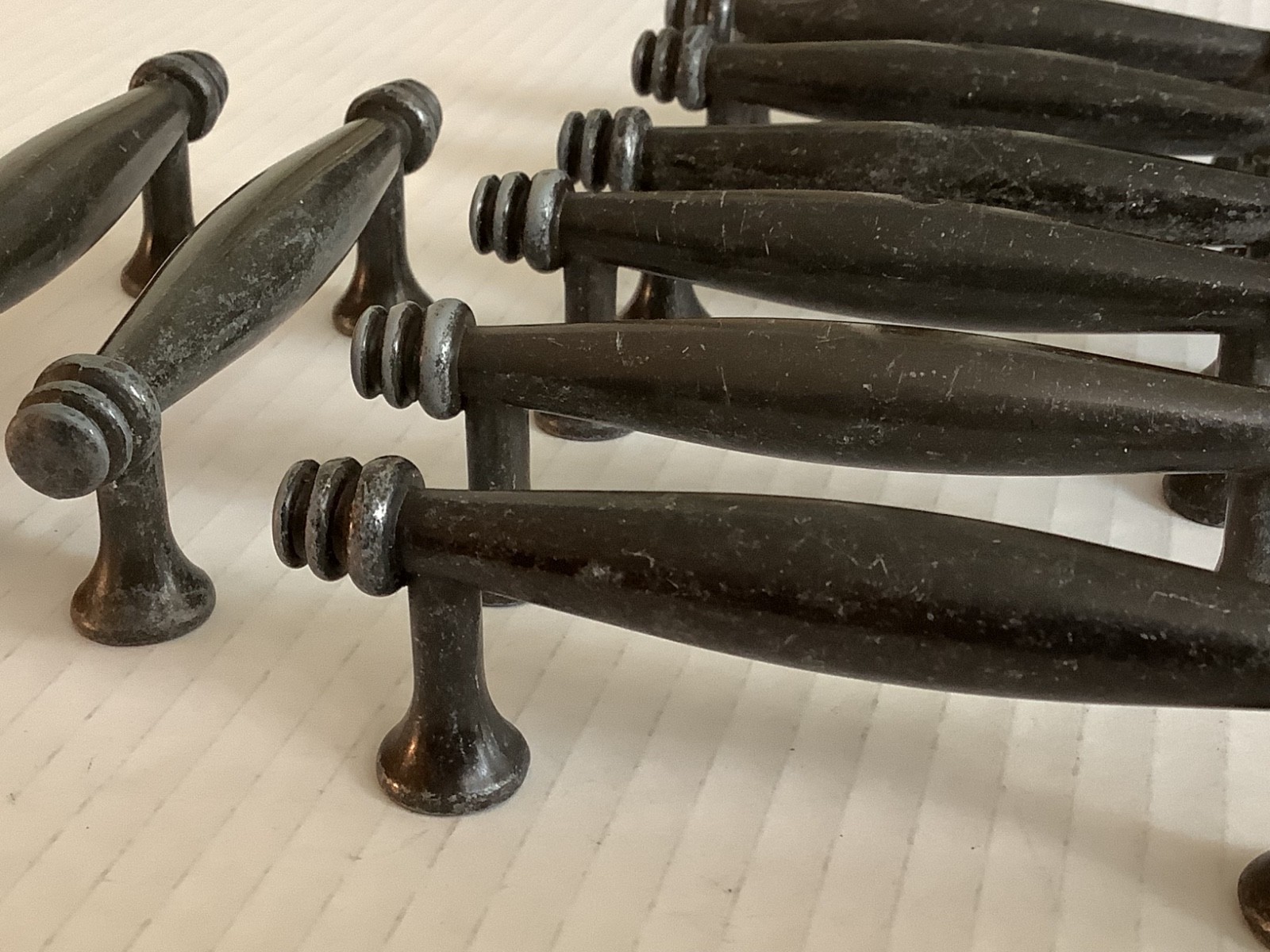 SET OF 8! VINTAGE CABINET DOOR / DRAWER PULLS BLACK /GRAY 3” C TO C
