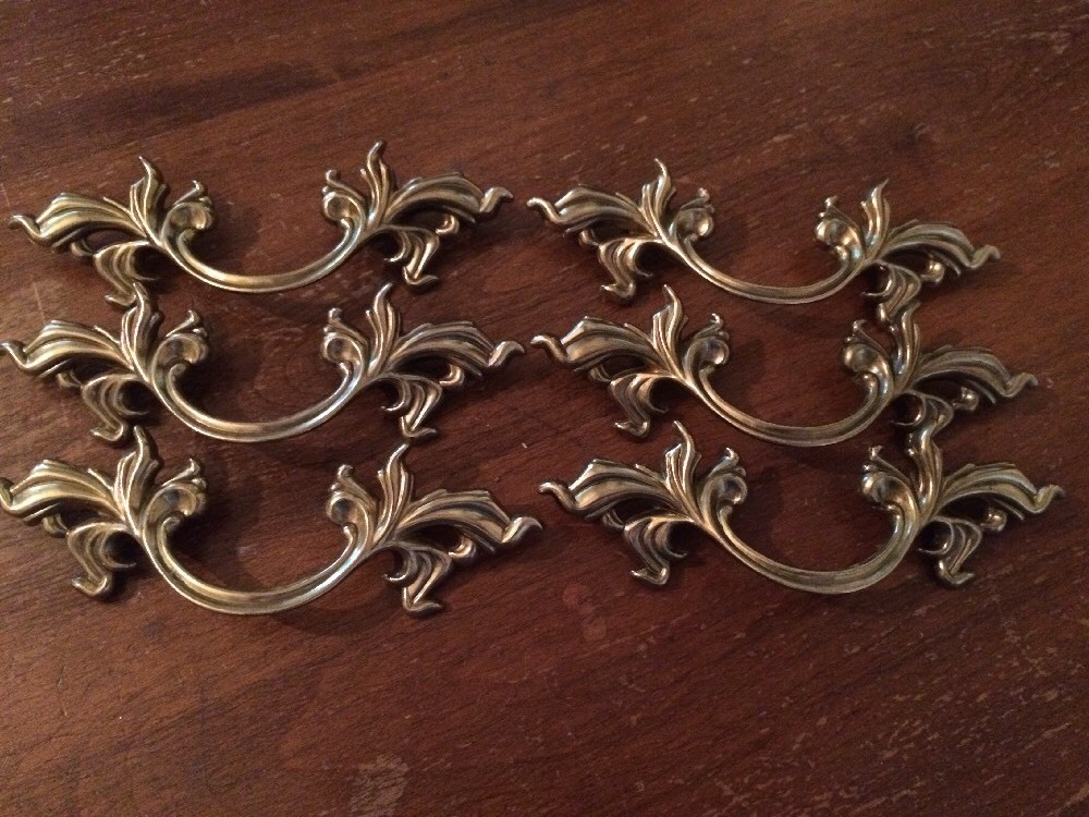 Vintage look Belwith Brass French Provincial Drawer Pull Handles Gold NEW