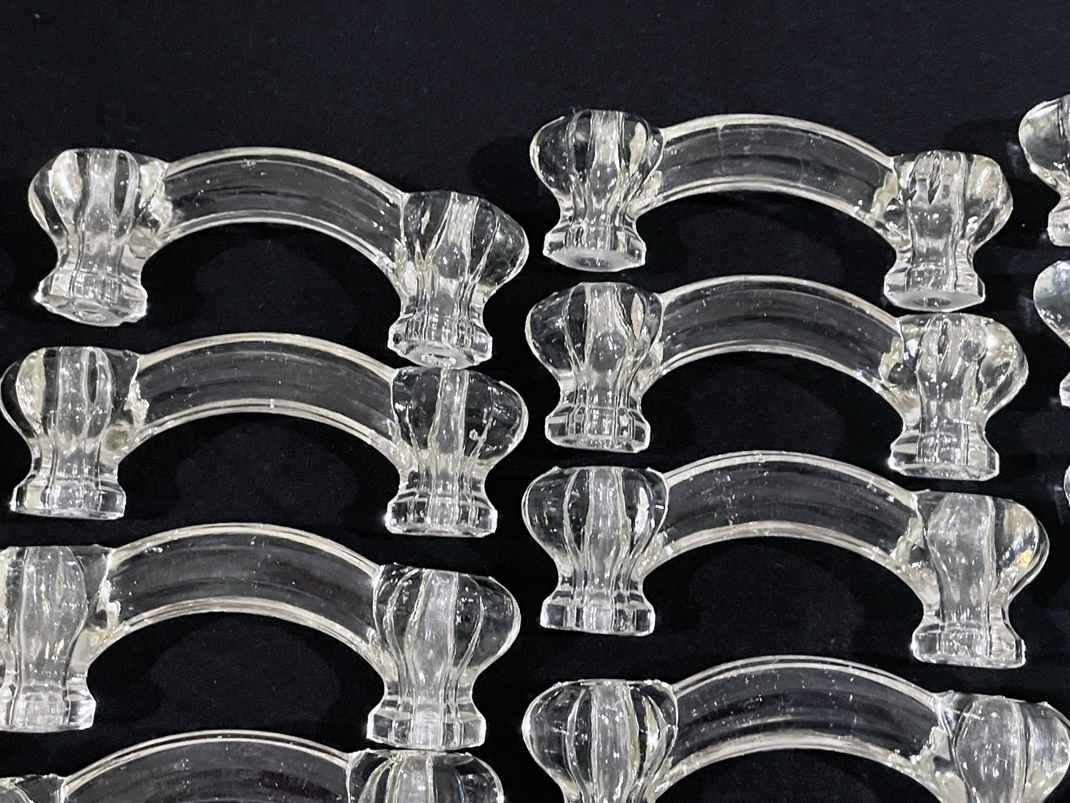 Group of 17 Vintage CLEAR CRYSTAL GLASS DRAWER PULLS