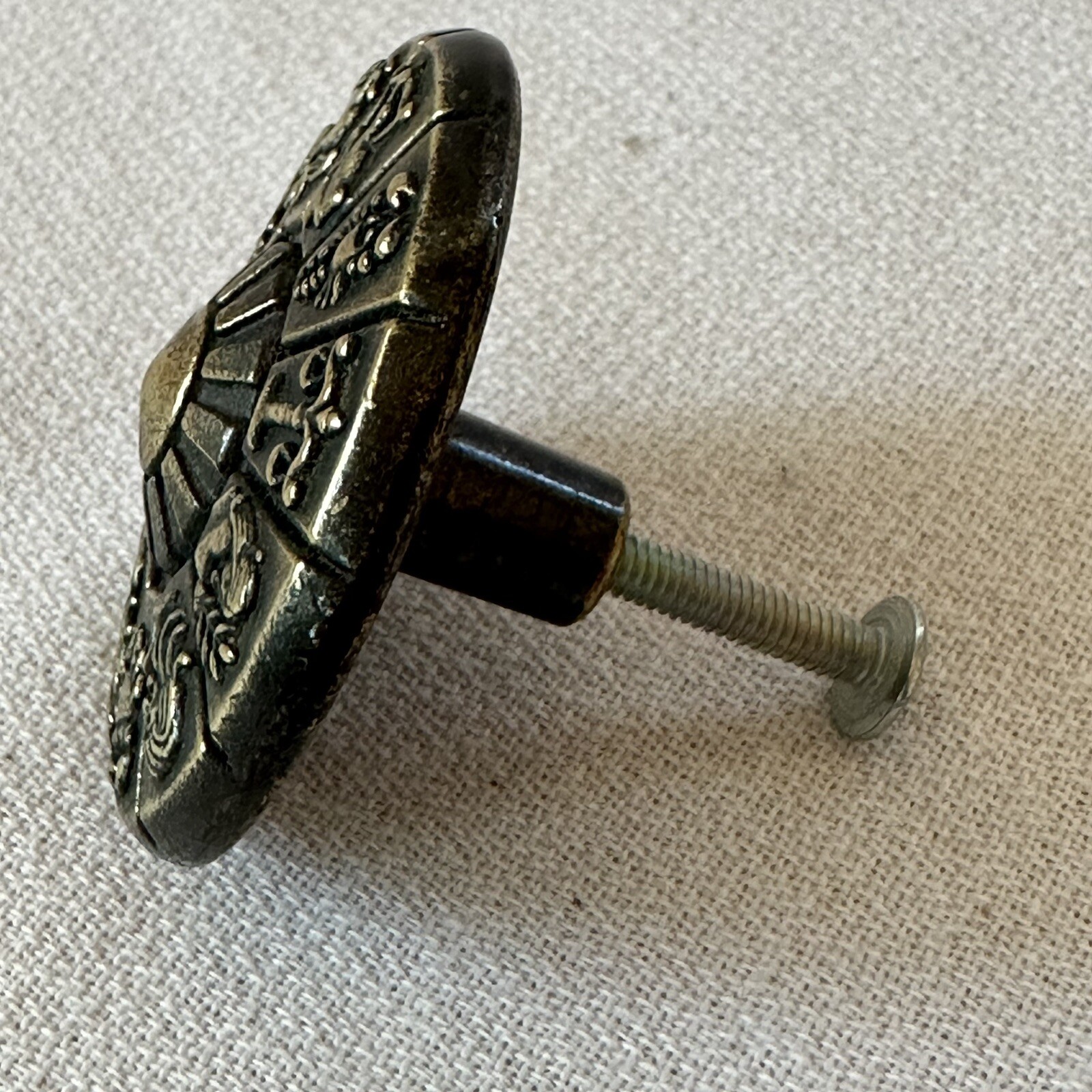 Ajax Zodiac Drawer Knob Brass Vintage Mid Century Dresser Drawer Pull MCM