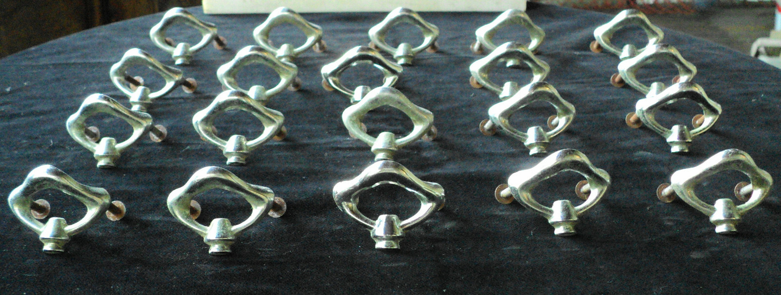 Lot Of 20 Antique Vintage Chrome Mid Century Modern Drawer Pulls