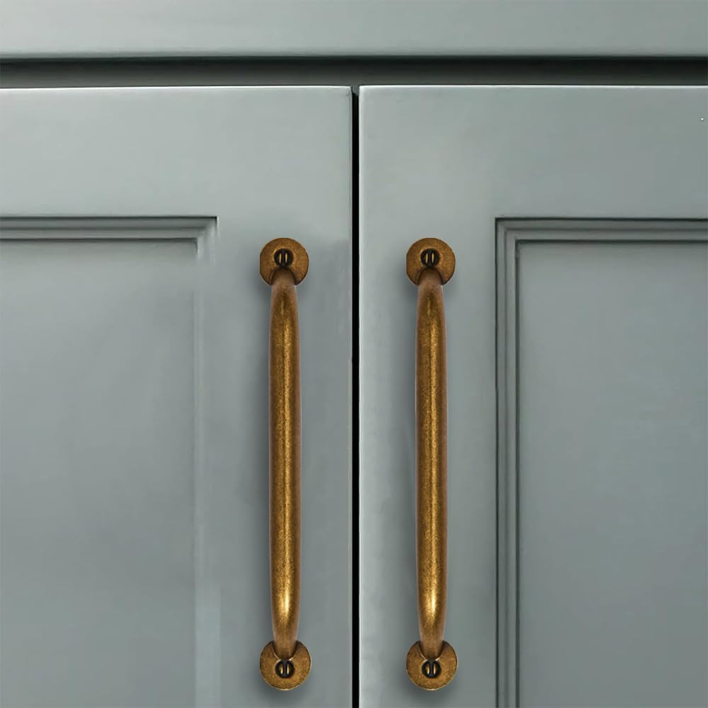 2 Pack 8 Inch Hole Center Antique Brass Vintage Aged Old Cabinet Pulls – Heavy D