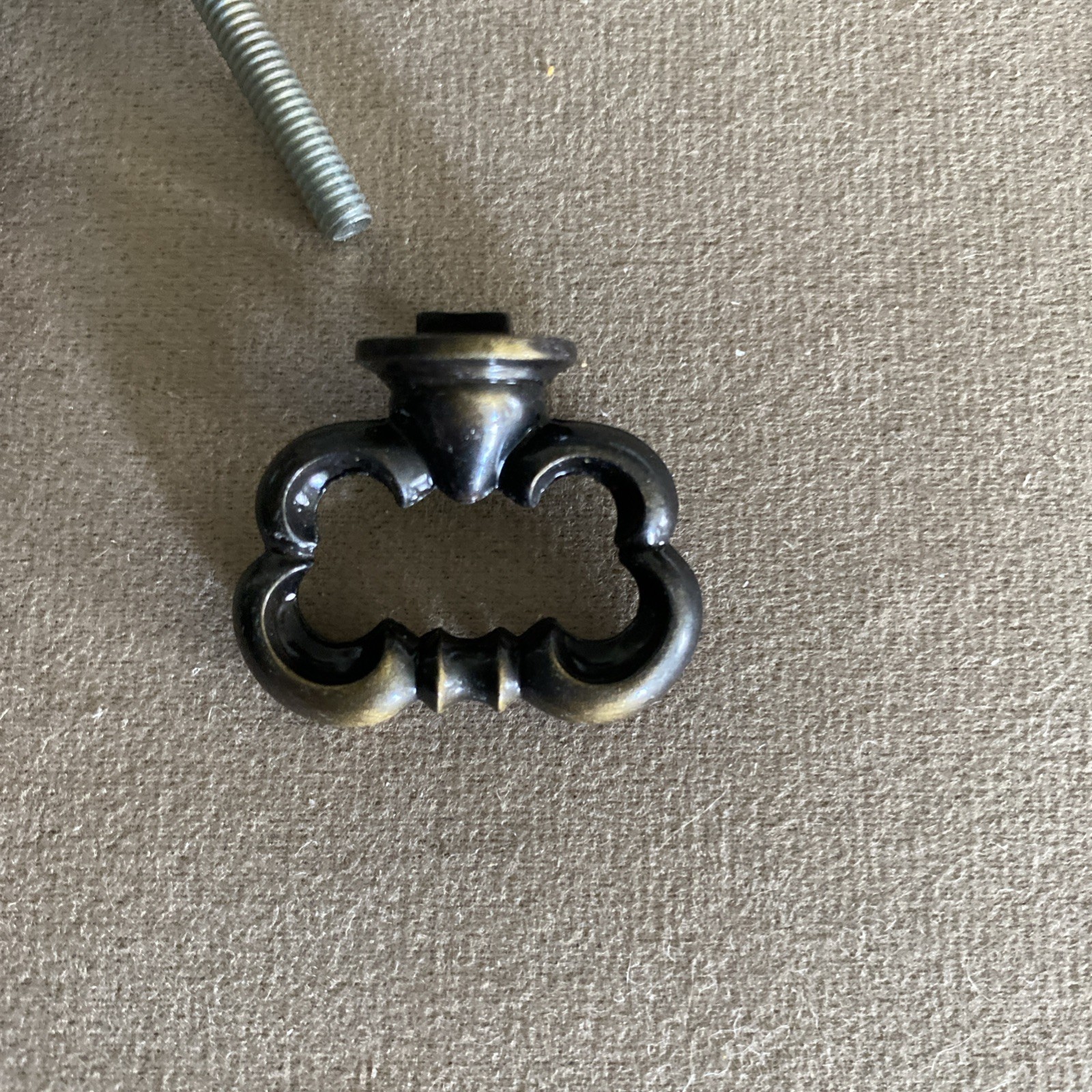 Large Vintage Brass Finger Pull w/ Back Plate 5 1/2” long