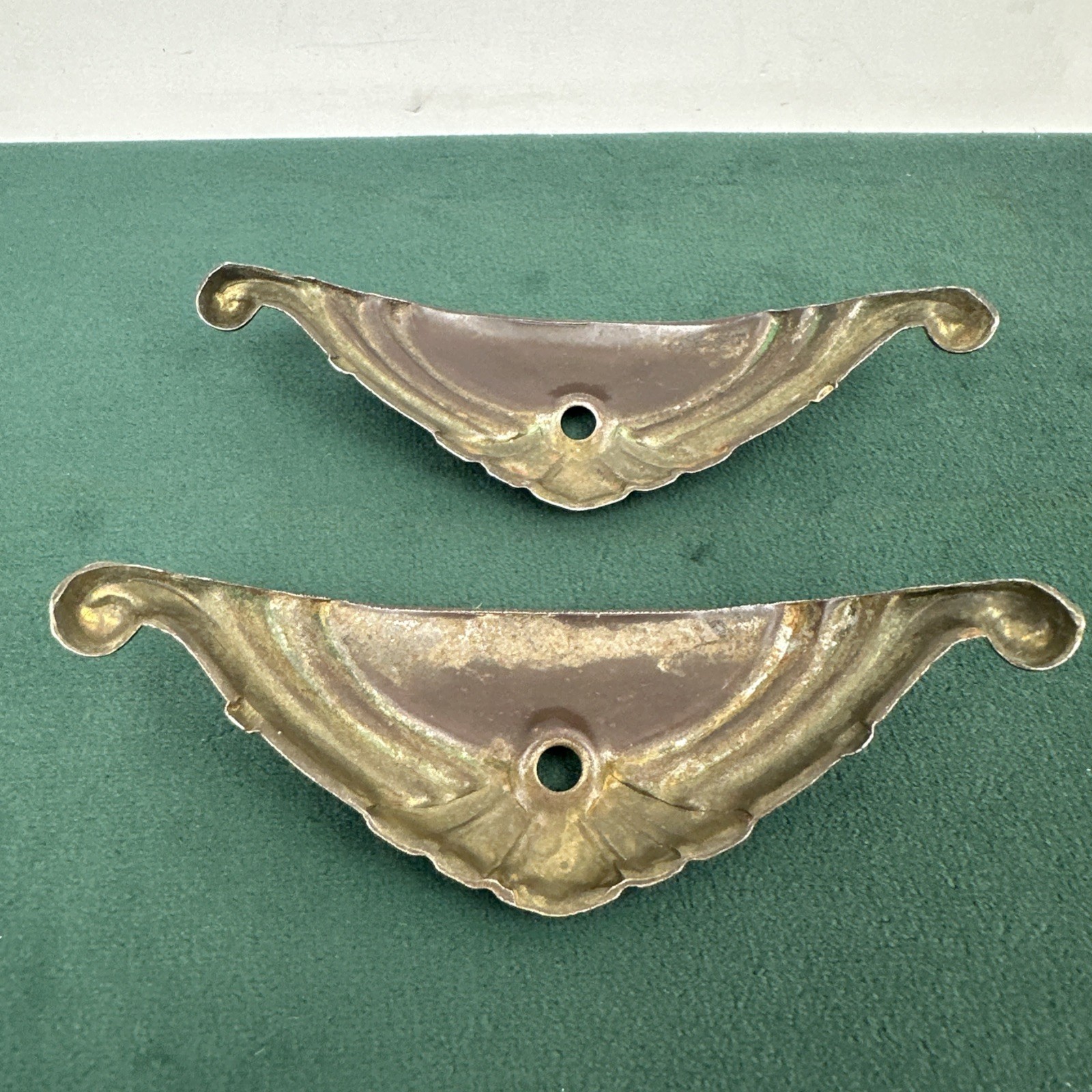 Antique Art Deco Cup Pull Backplates 4.75” Wide Drawer Hardware Lot 2