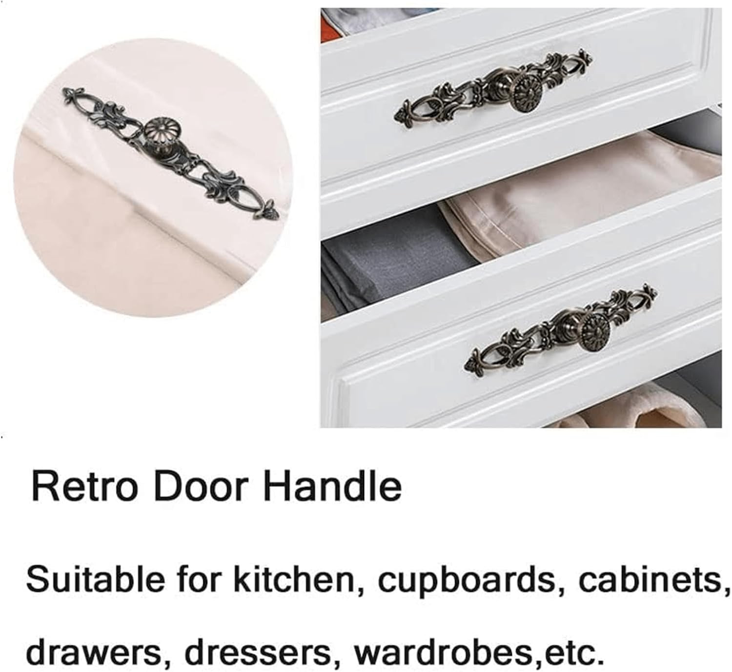 2Pcs Vintage Style Pulls Handles, Antique Bronze Cabinet Knobs for Furniture Dra