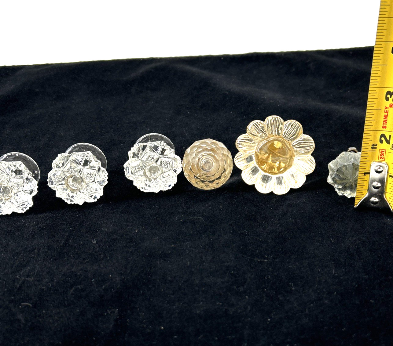 6 Vintage Clear Glass Drawer Cabinet Knob Flower Design Furniture Hardware Pull