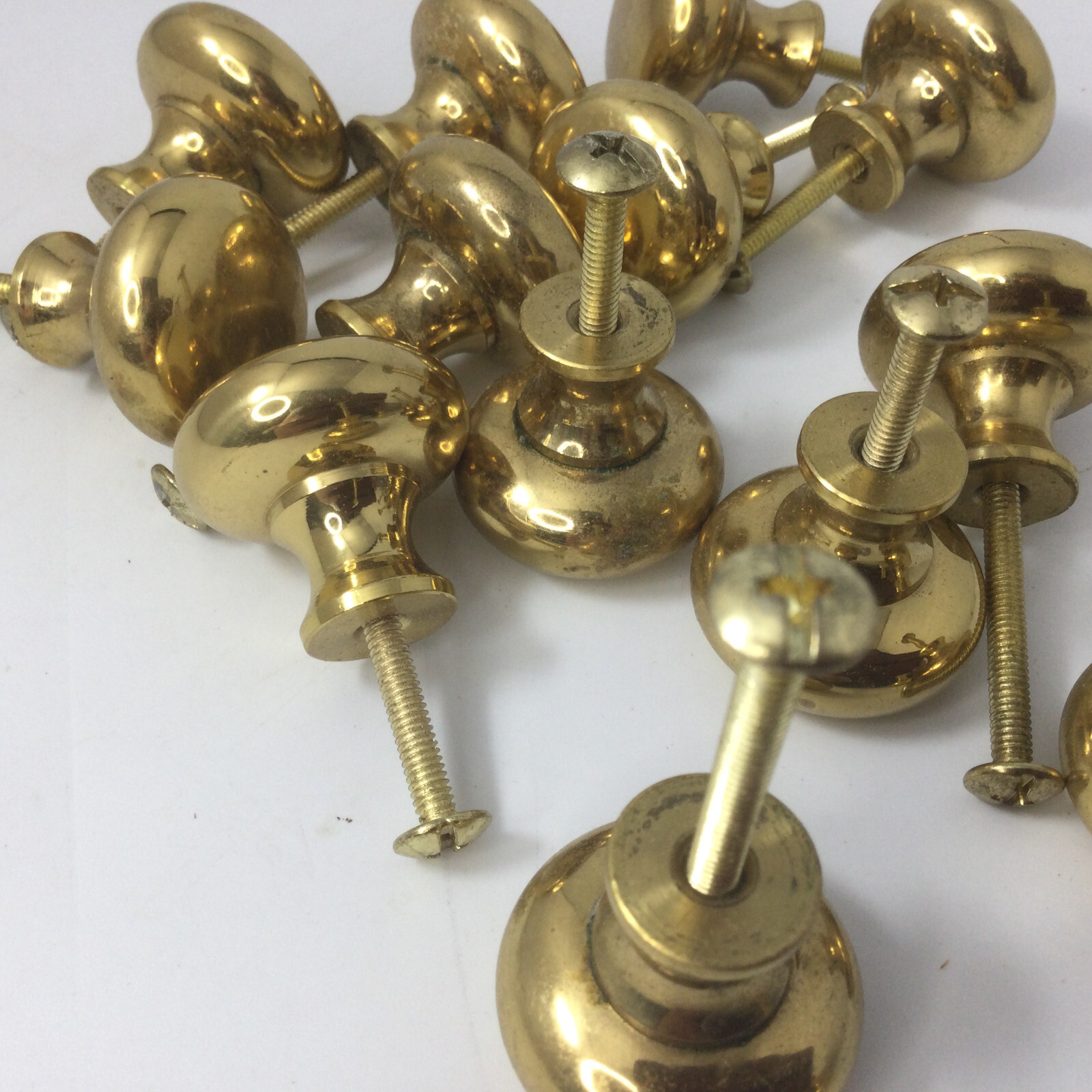 Brass Gold Metal 14 Drawer Cabinet Knobs Pulls with Screws 1 2/8″ No 2