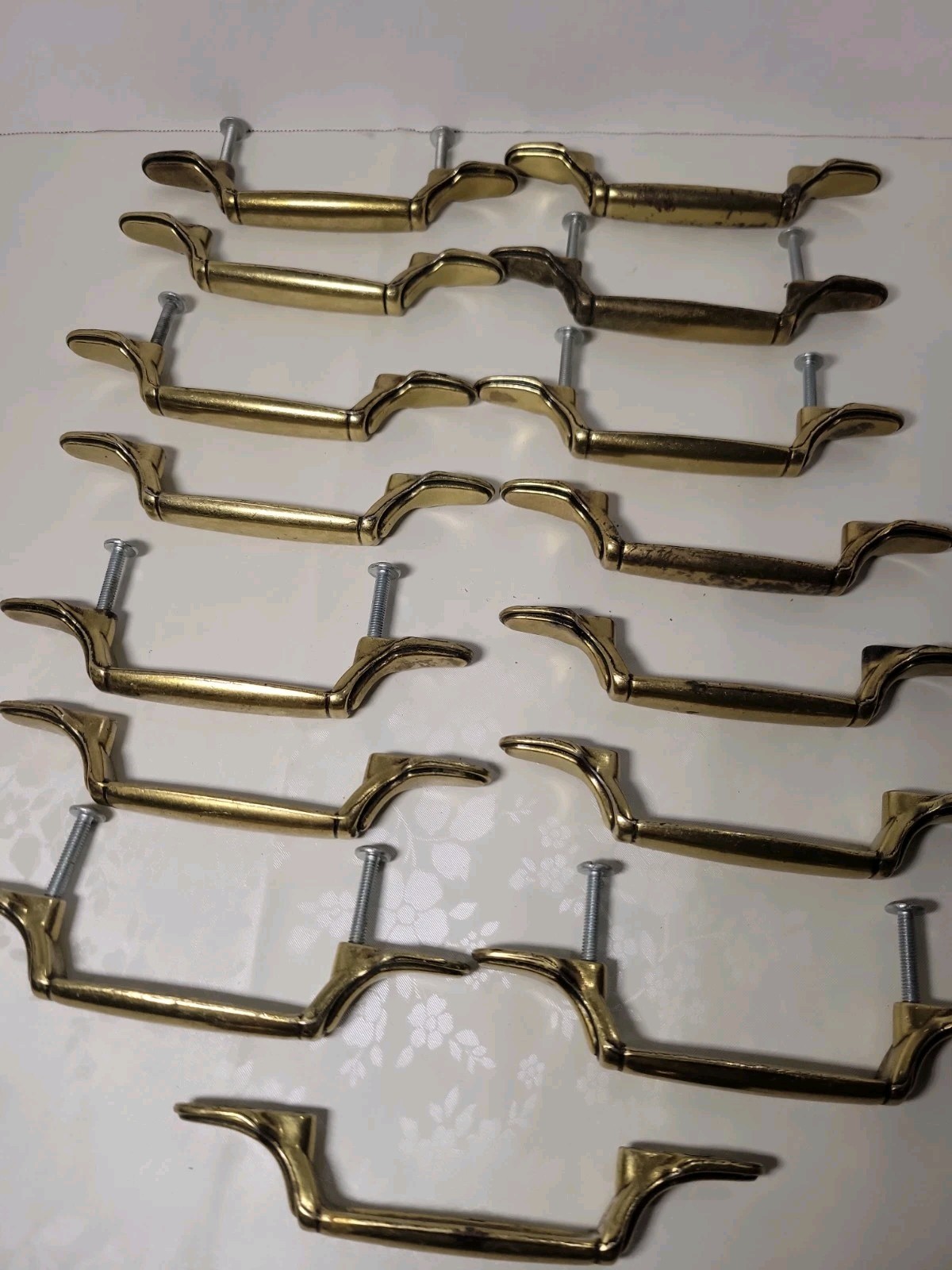 13 Vtg Brass Drawer Pull Handle Cabinet Pull Dresser Handles Traditional 63842