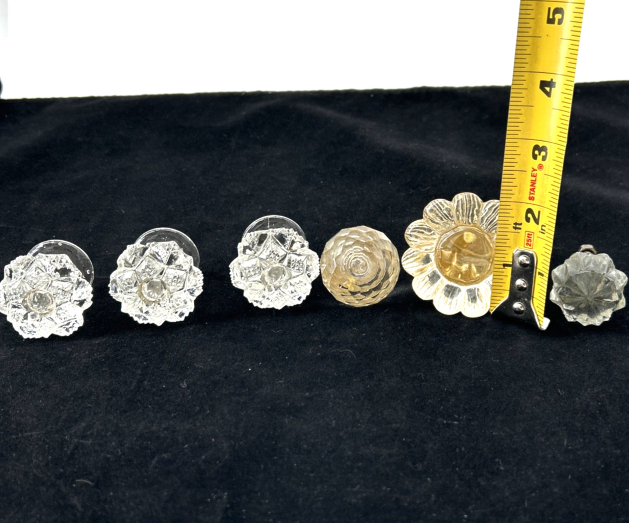 6 Vintage Clear Glass Drawer Cabinet Knob Flower Design Furniture Hardware Pull