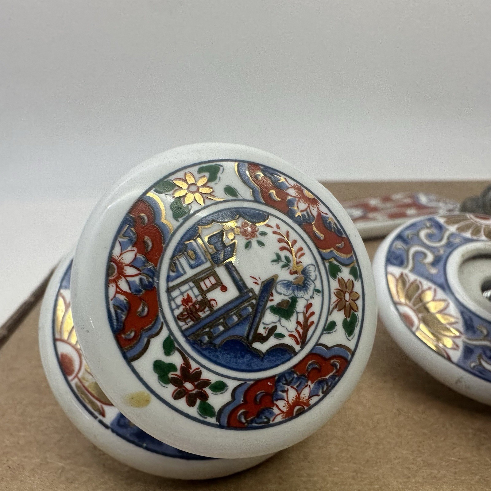 Lot 5 PCs 1985 Belwith Japan Ceramic Metal Drawer Door Handle 2 Knobs 2 Handles