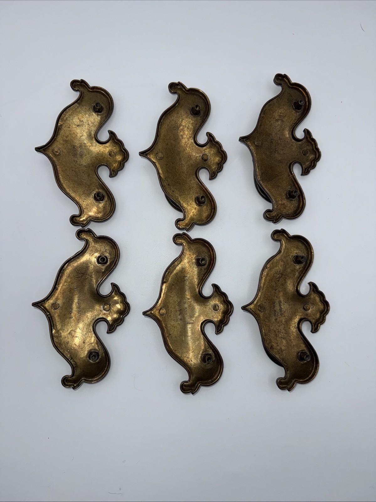 Vintage Set Of 6 KBC Keeler Brass Co N-609 Ornate Brass Drop Bail Handles/Pulls