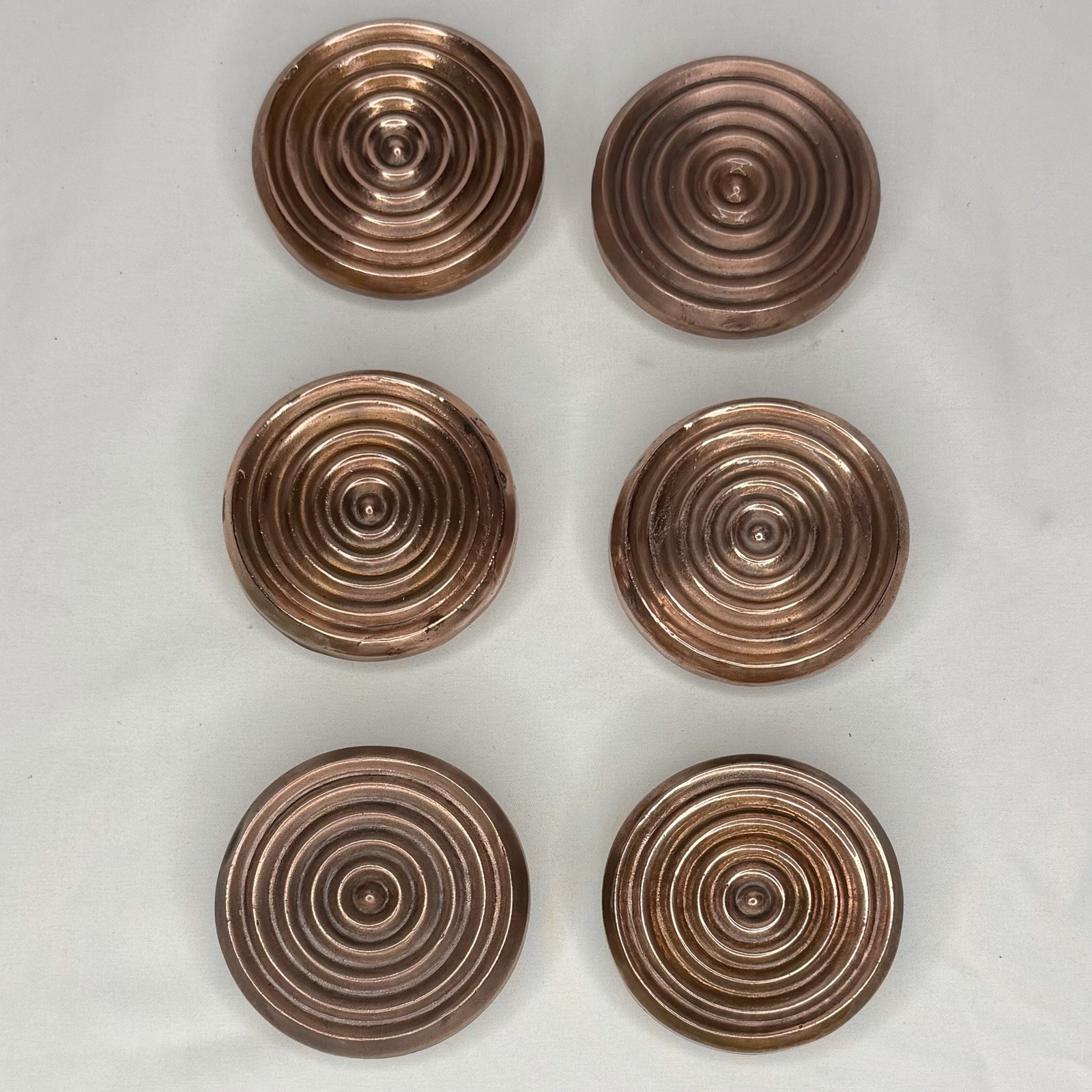 Antique Art Deco Copper Furniture Pulls Set Of 6 Marked Repurposed Gorgeous
