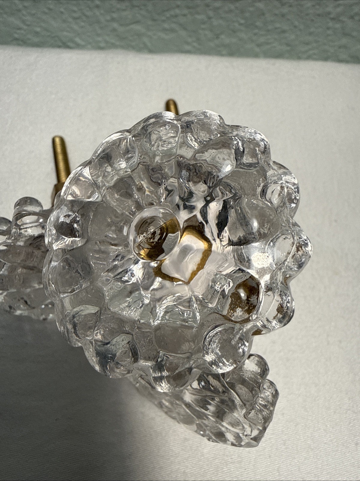 DRAWER CABINET KNOB PULL Flower Floral Clear Glass Fancy Chic Cottage LOT 4