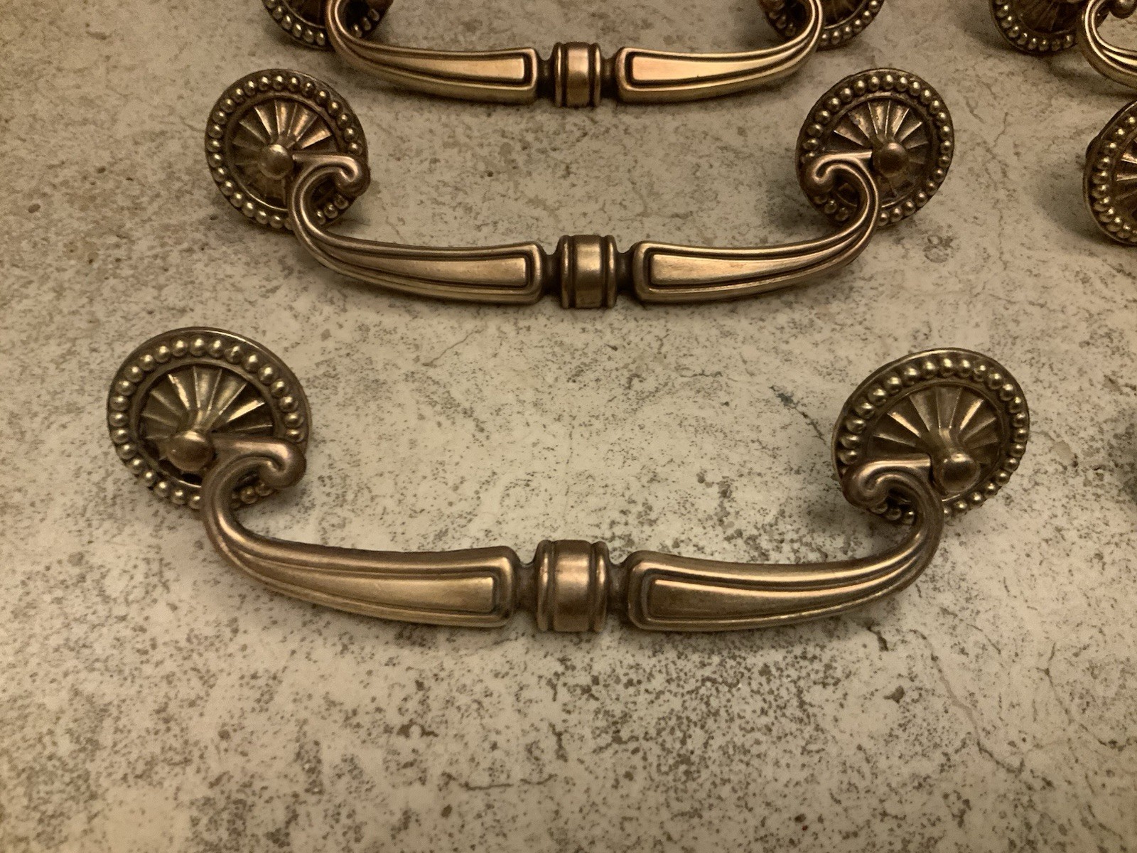 Lot of 8 Keeler Drawer Pulls Antique Brass Victorian Art Deco Drop Bails 5’’ OC
