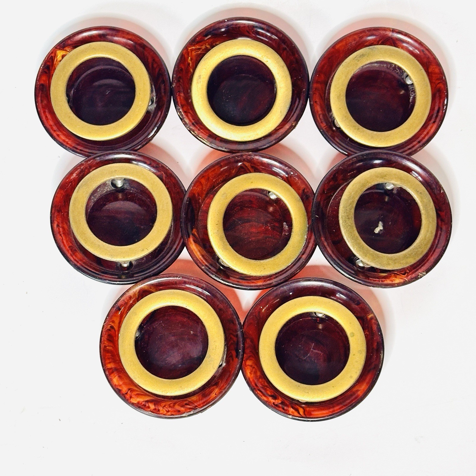 8 Vintage Bakelite Art Deco Butterscotch Cherry Red Swirl Knobs Drawer Pulls