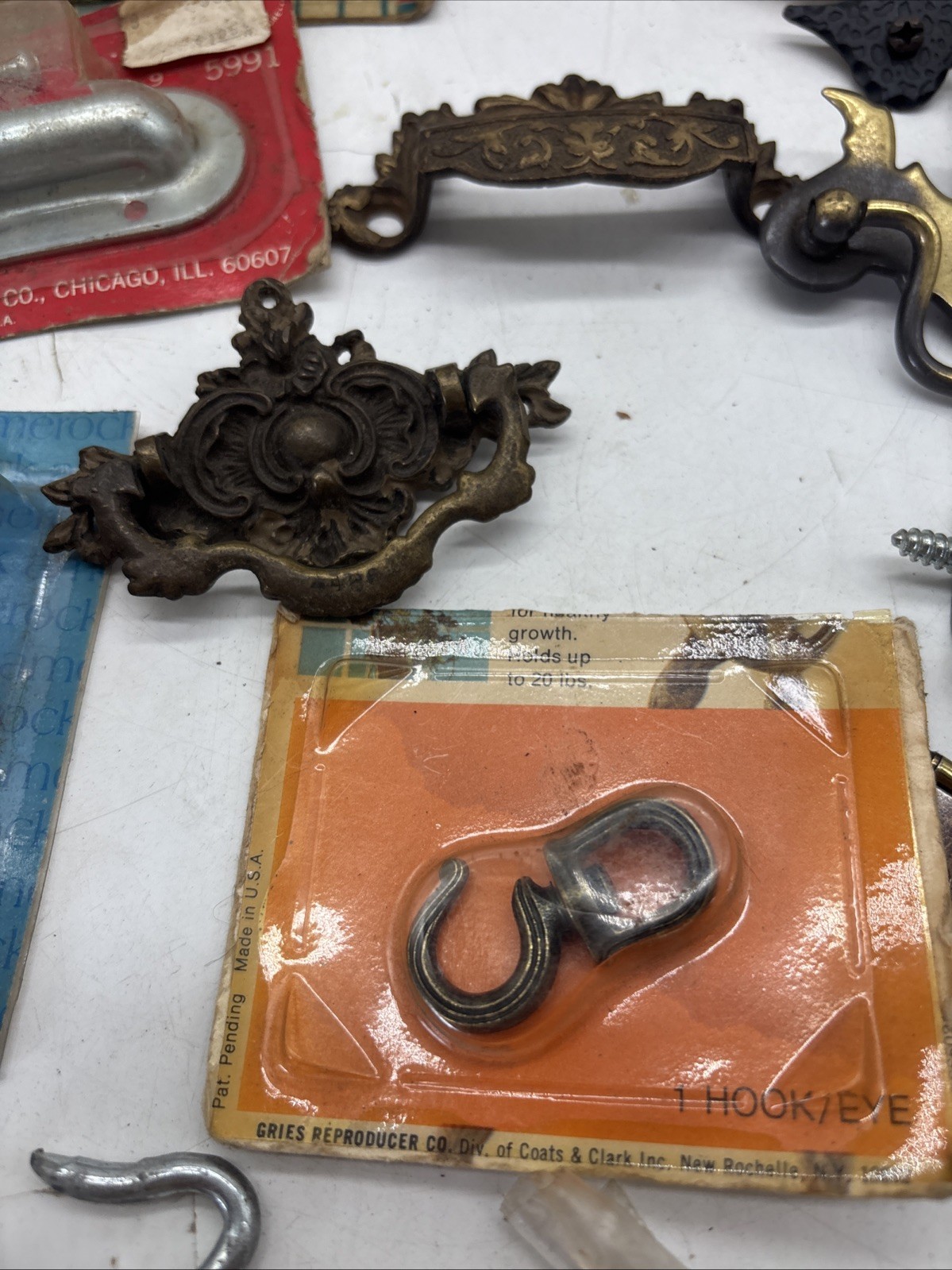 Lot of Mixed Hardware Furniture Drawer Pulls Handles Metal Brass Bolts Hooks