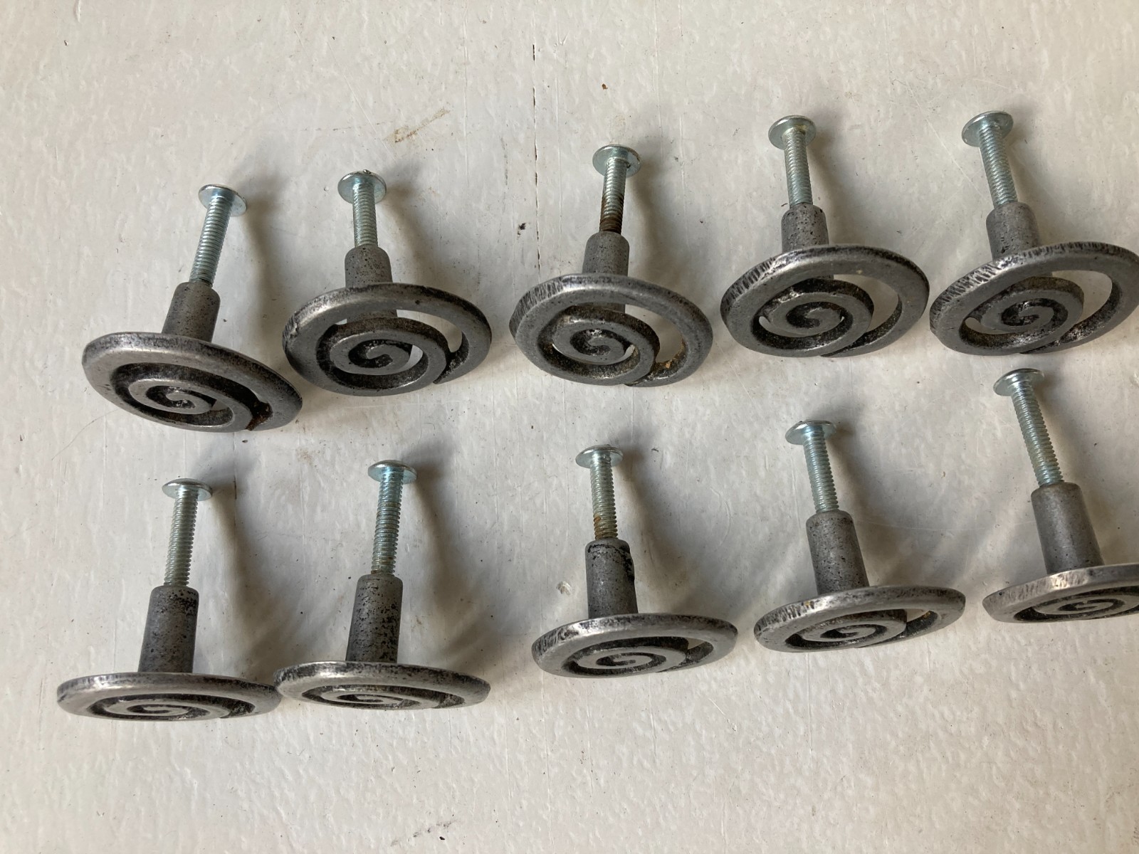 Lot of 11 Vintage Art Decco Spiral Drawer Cabinet Door Pulls Handle 1-3/8″ Pull