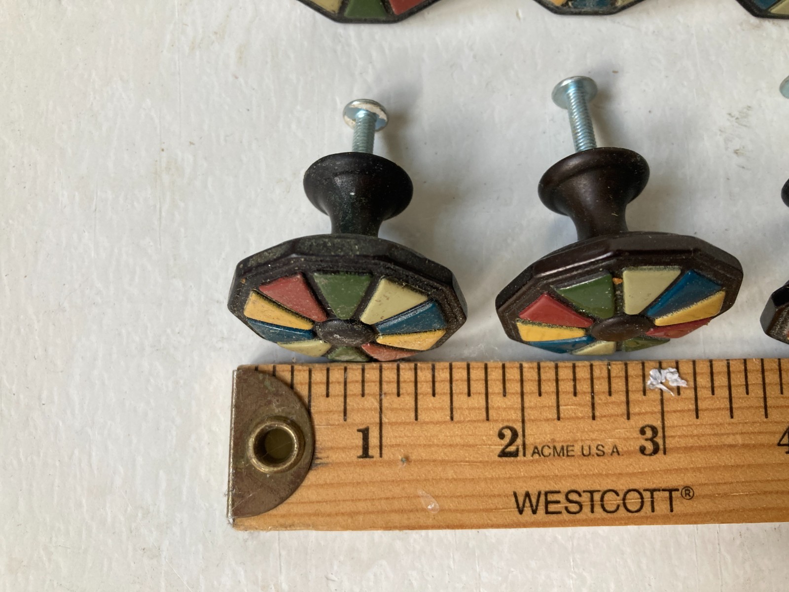 1-1/2 inch Natural Mosaic Knob Lot of 6 Art Deco Style Liberty Hardware