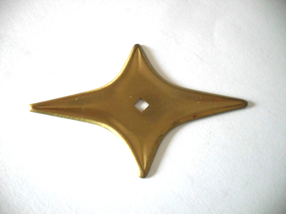Vintage Satin Antique Brass Star Backplate for Drawer / Cabinet Knobs