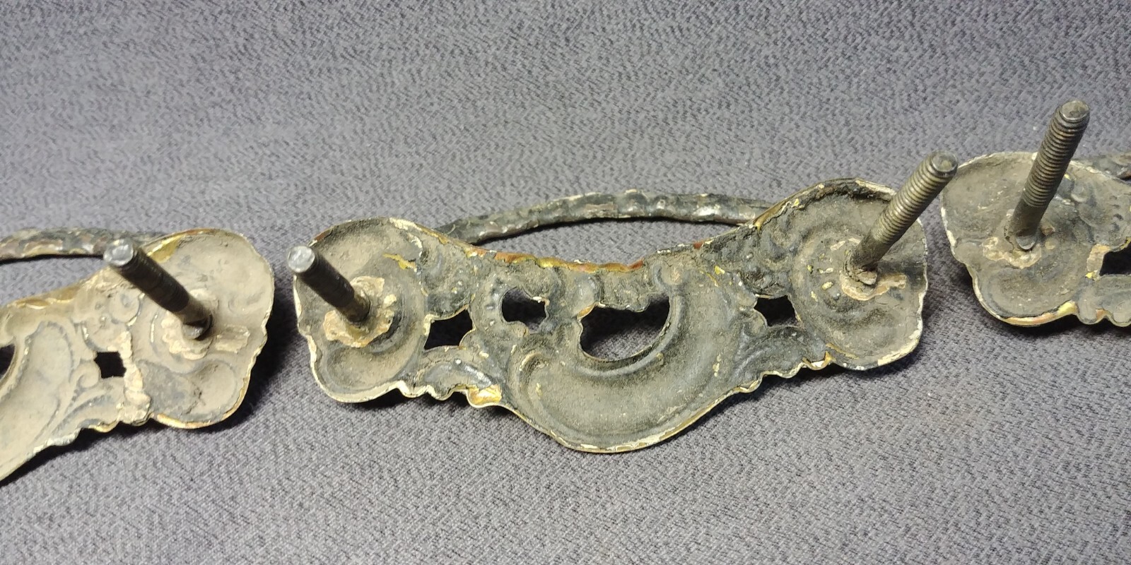 4 Victorian Matching Brass Iron Bail Drop Handle Furniture Pull Hardware 3″ Post