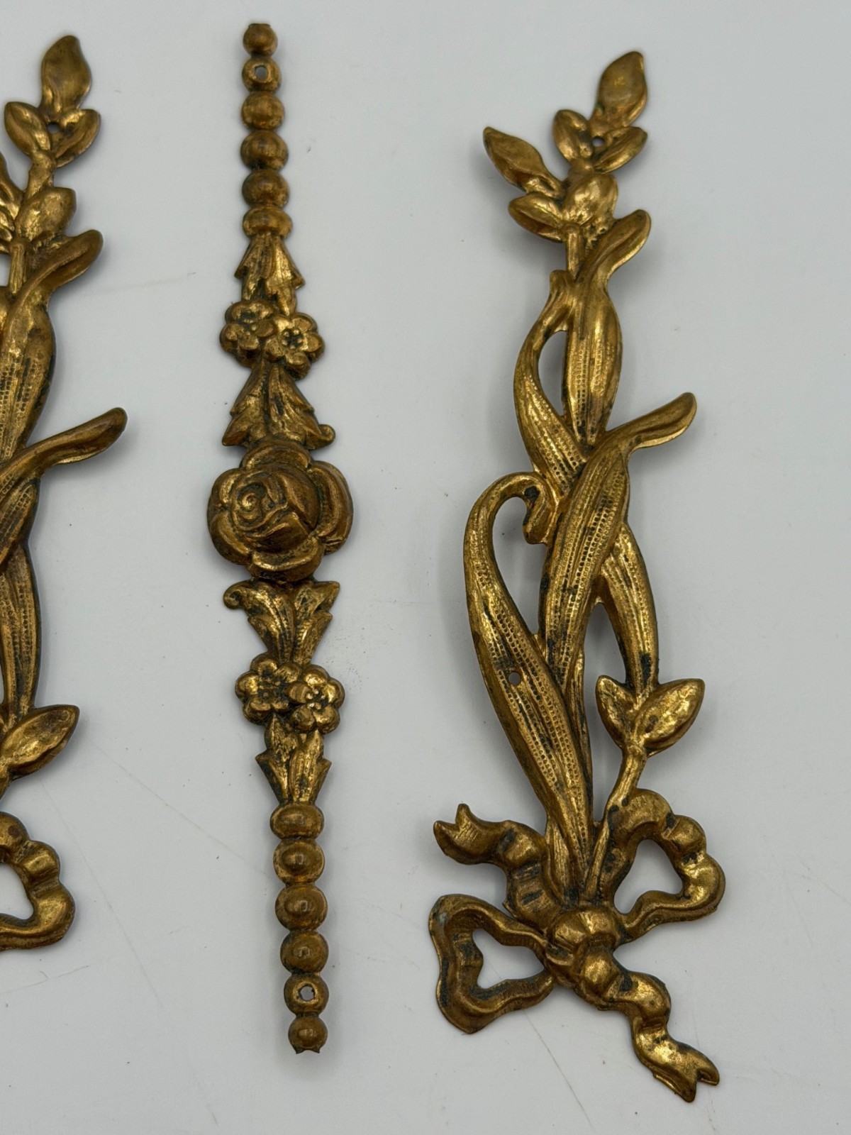 Vintage Lot Metal Furniture Appliques and Keyhole Decorations, New and Used.