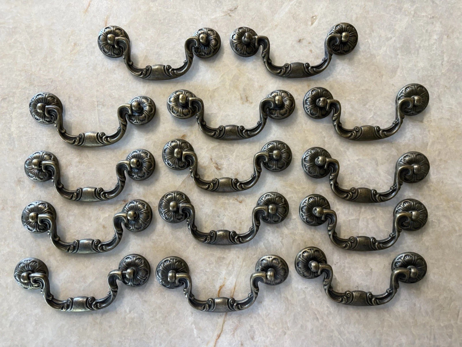 Vintage Rosette Drop Bail Drawer Pull 3.5” Center. Price Is For Each Pull.