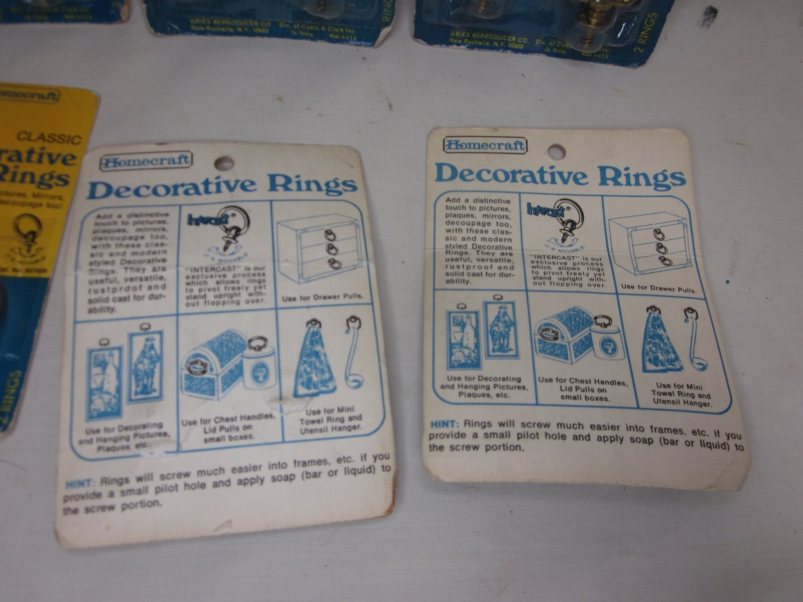 vintage Homecraft Classic Decorative Rings hanging 8 Packs NOS 16 ring lot